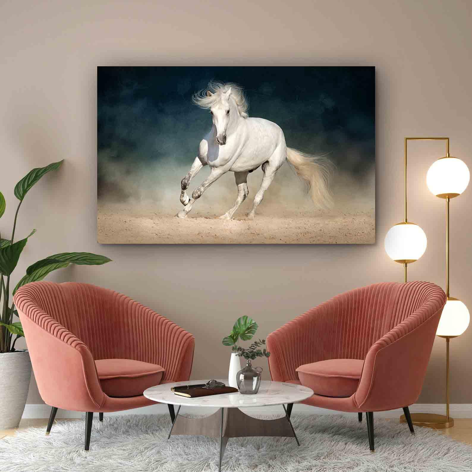 Tablou Canvas - Cal alb alergand