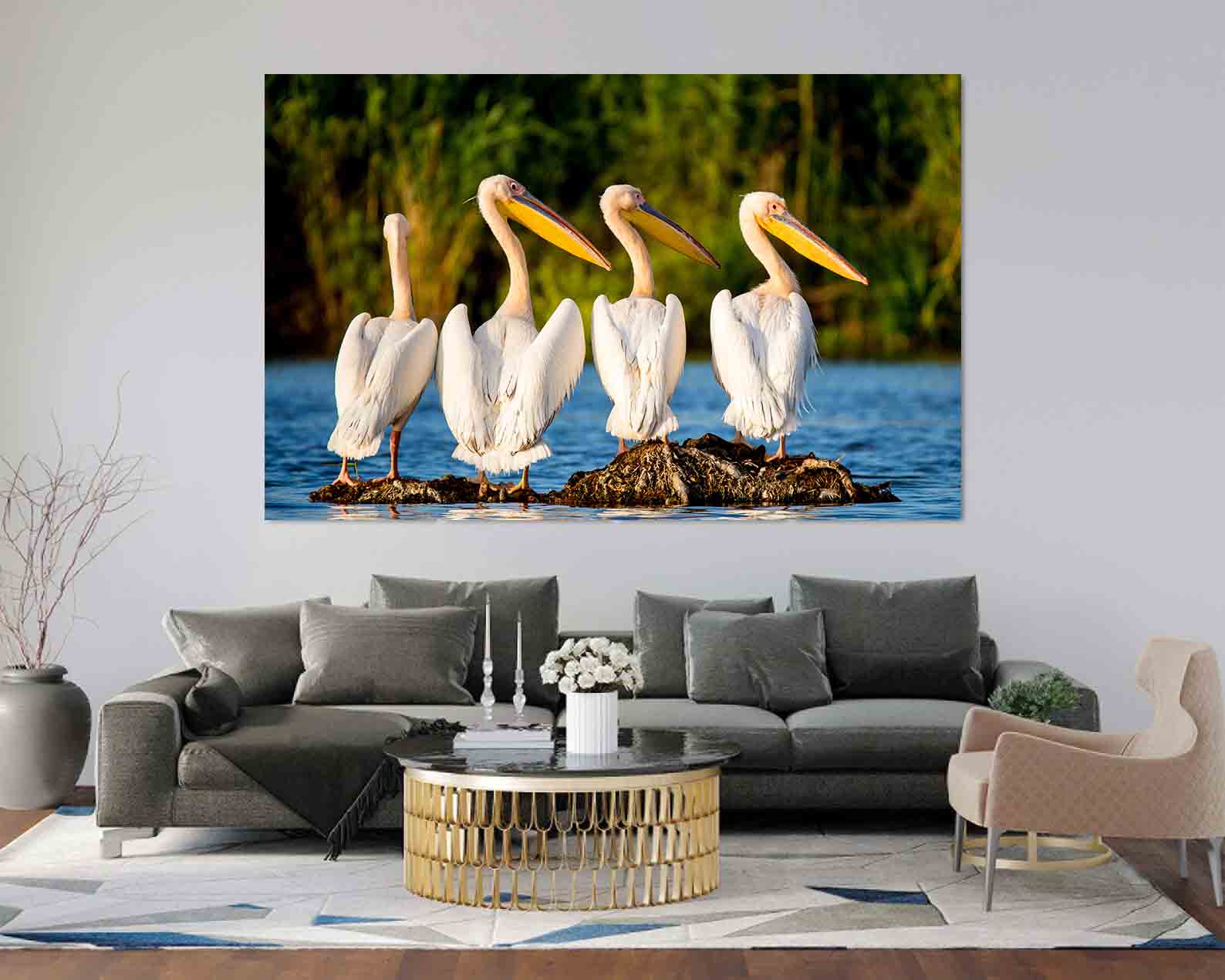 Tablou Canvas - Pelicani la Delta Dunării