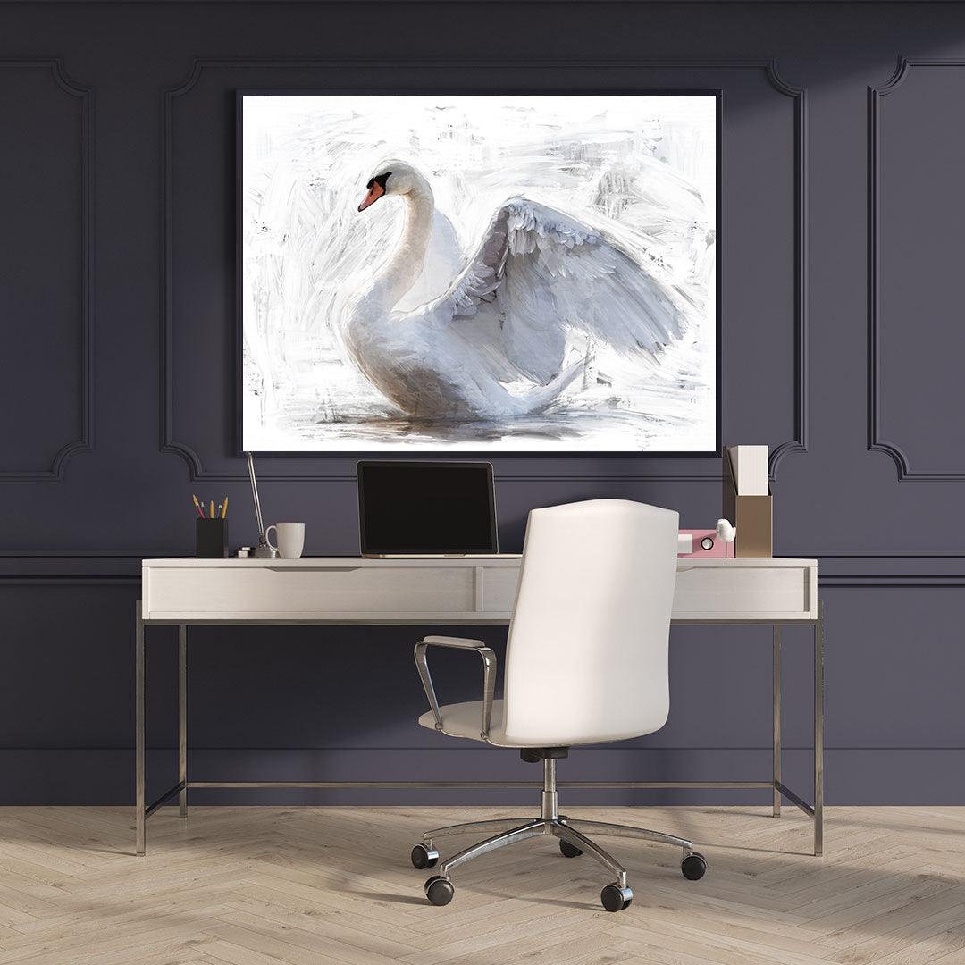 Peinture sur toile - Cygne blanc