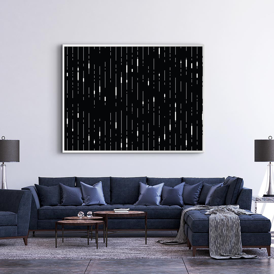 Tablou Canvas - Picaturi albe pe fundal negru