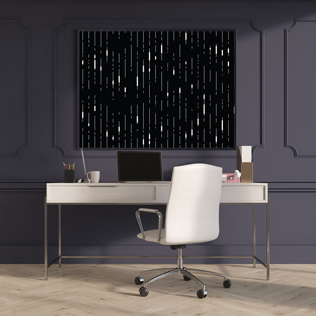 Tablou Canvas - Picaturi albe pe fundal negru