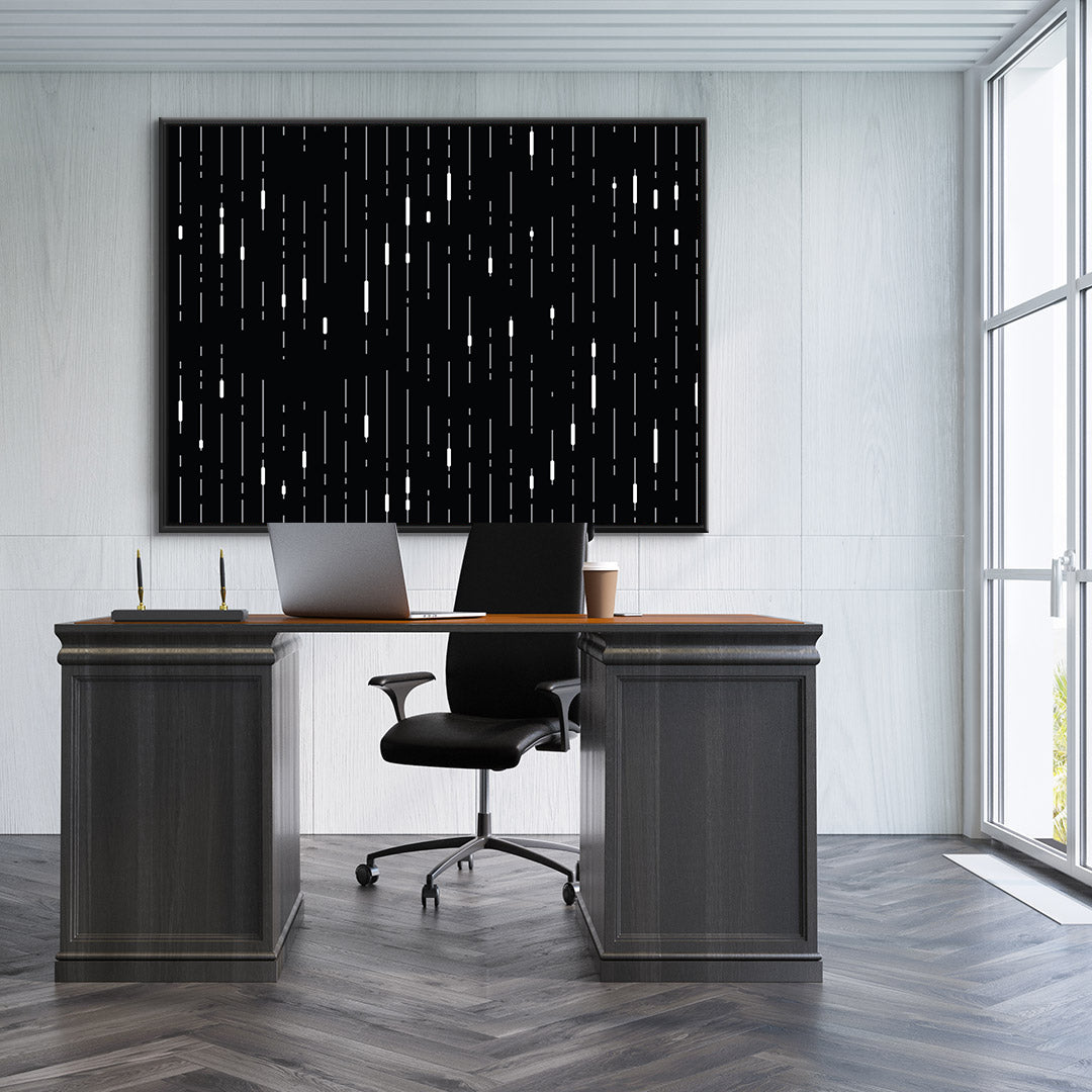 Tablou Canvas - Picaturi albe pe fundal negru