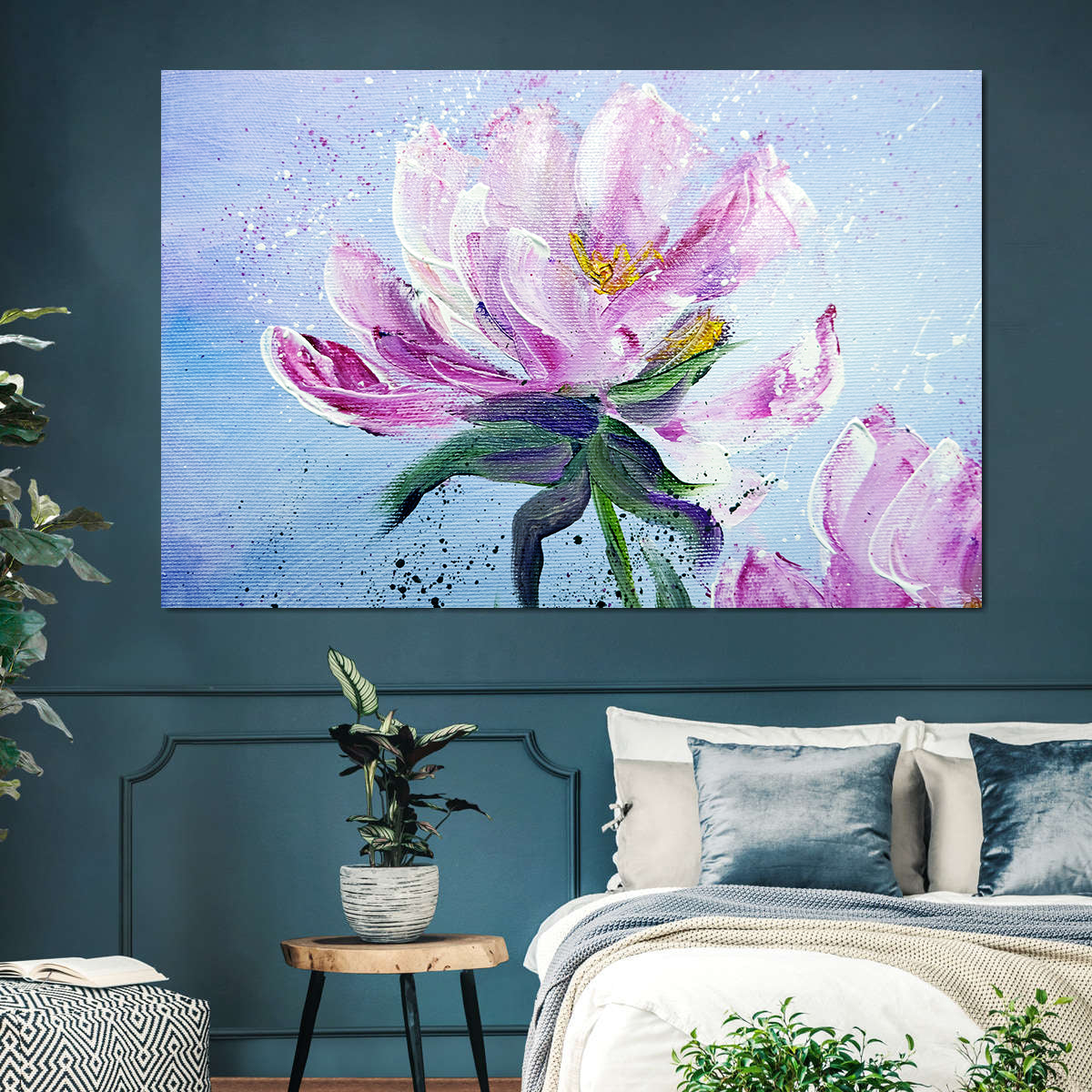 Peinture sur toile - Fleur rose