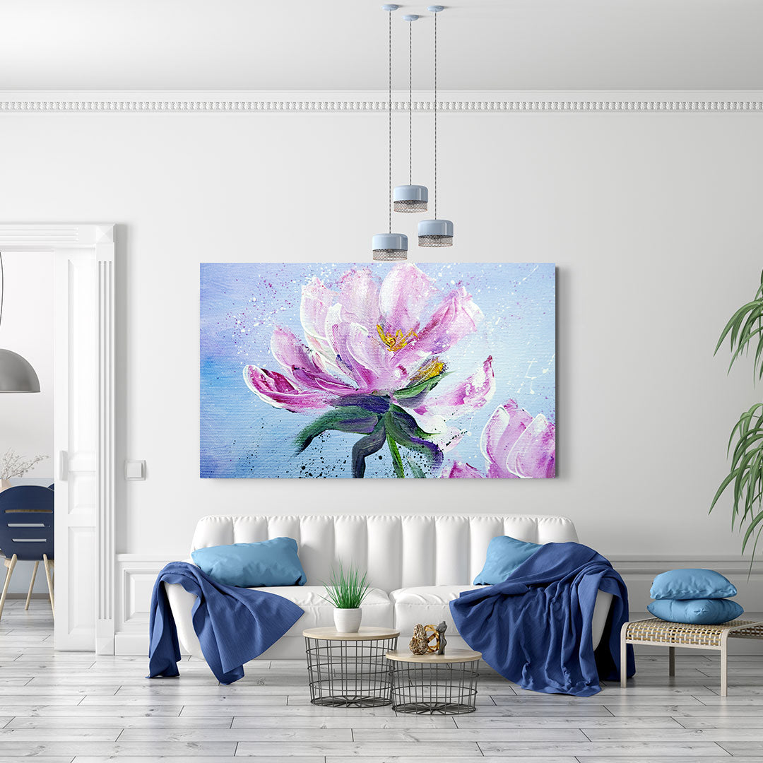 Peinture sur toile - Fleur rose