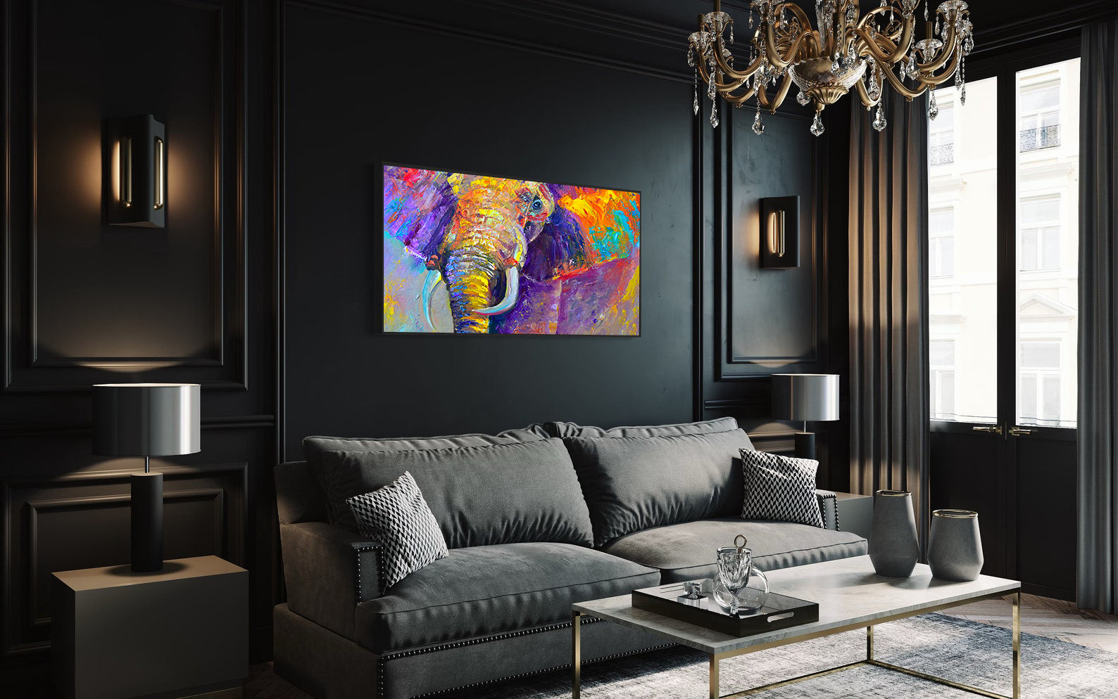 Tableau sur toile - Éléphant multicolore