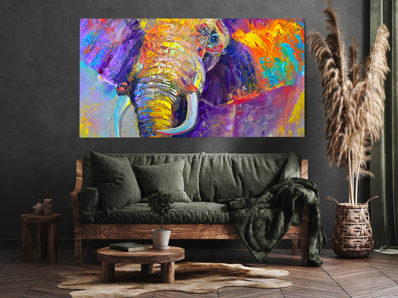 Tableau sur toile - Éléphant multicolore