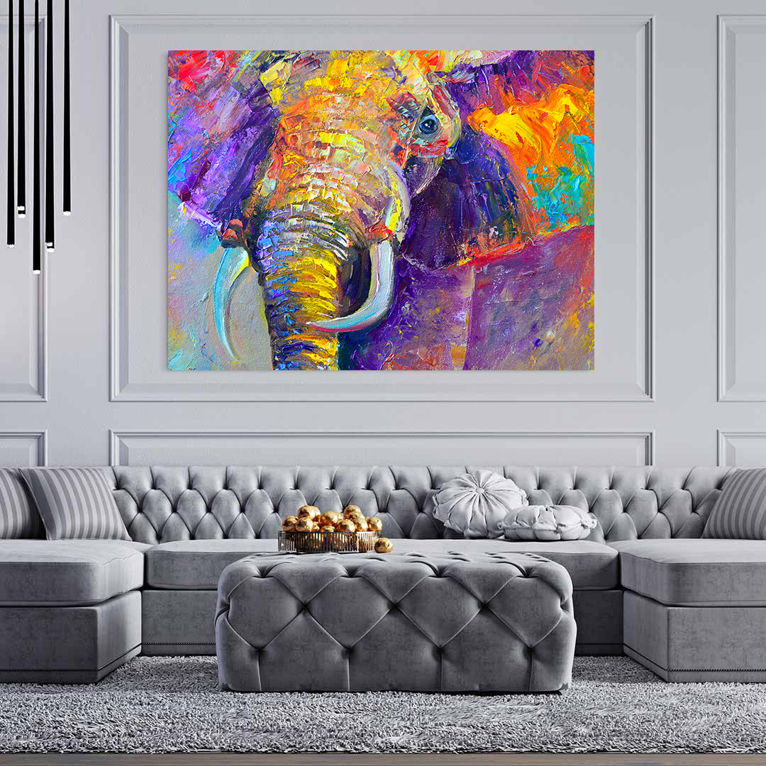 Tableau sur toile - Éléphant multicolore