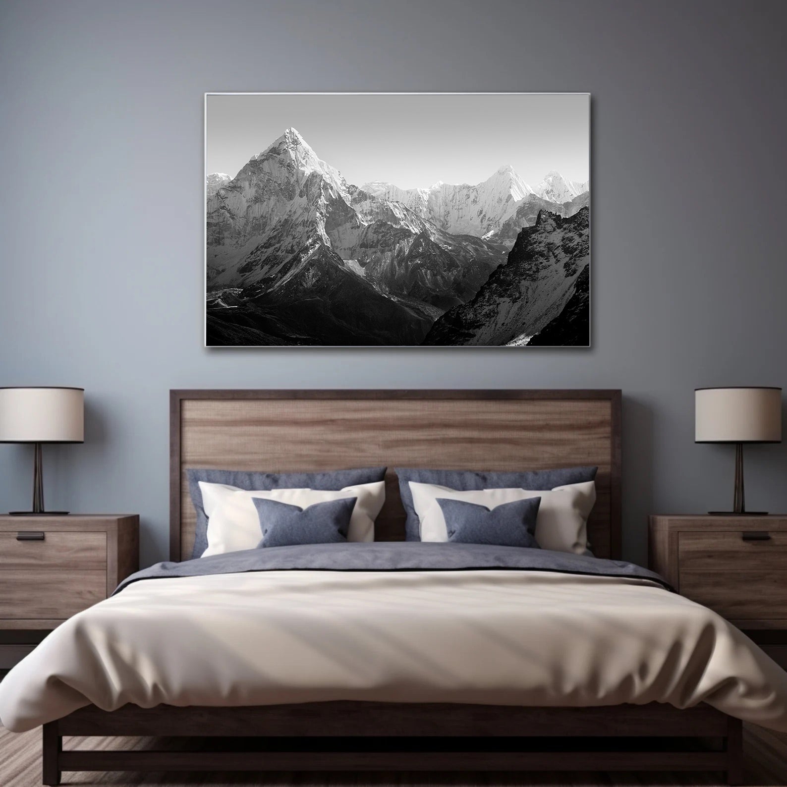 Peinture sur toile - Montagne en noir et blanc