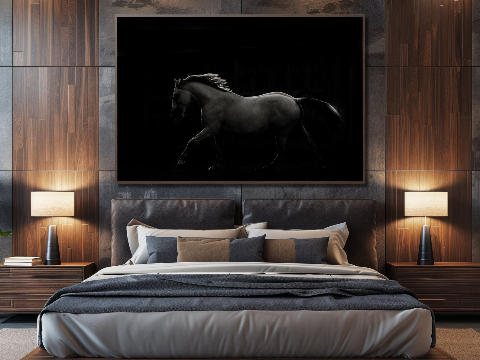 Tablou Canvas - Armăsar Alb Negru