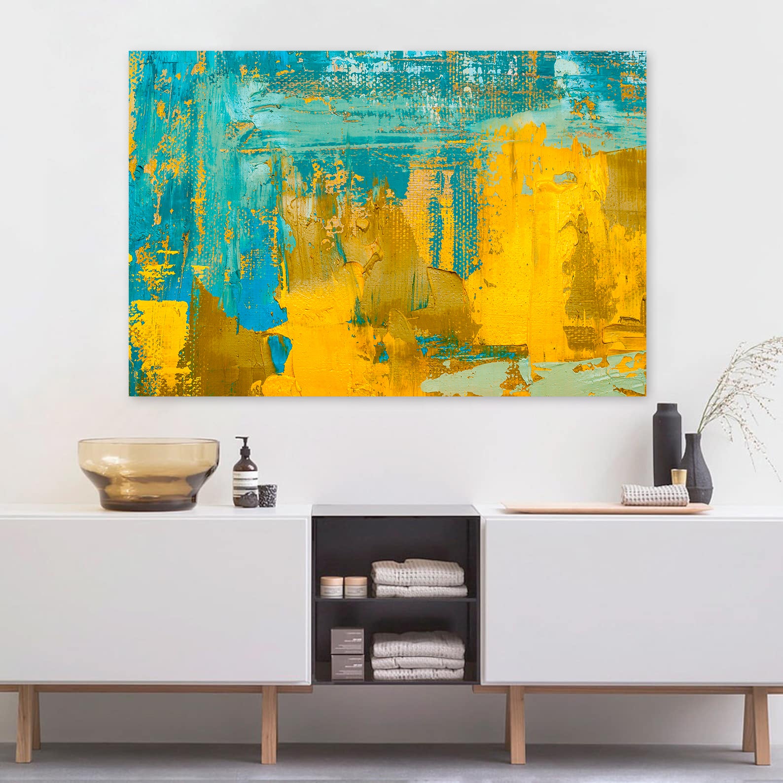 Tablou Canvas - Abstract Verde și Auriu