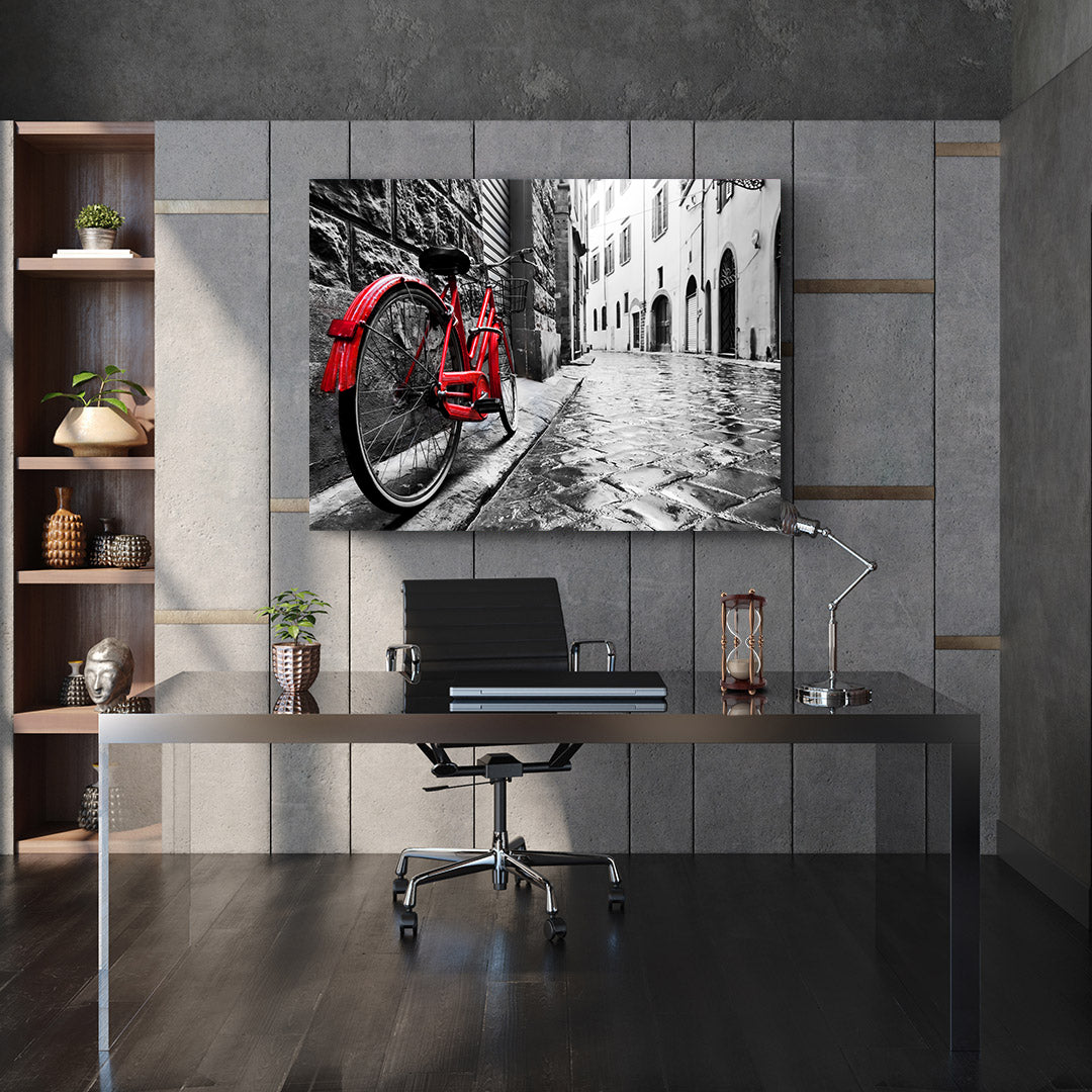 Tablou Canvas - Bicicletă Roșie în Oraș