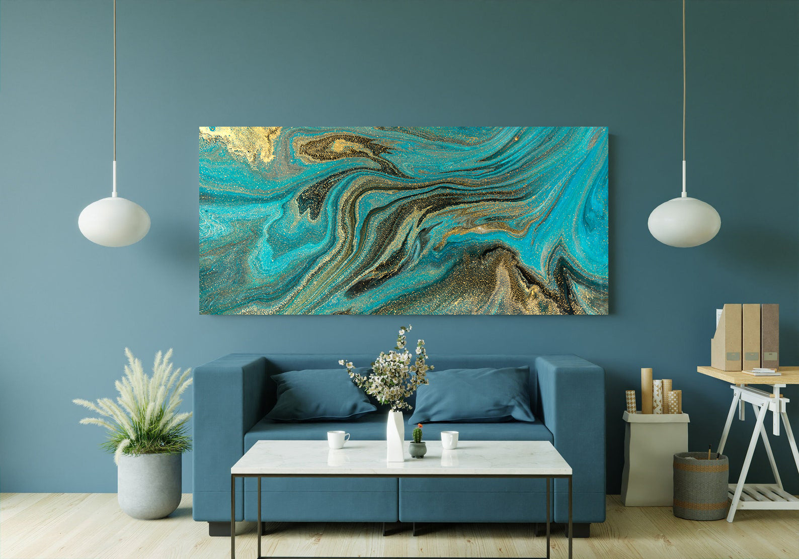 Tablou Canvas - Abstract Verde și Auriu