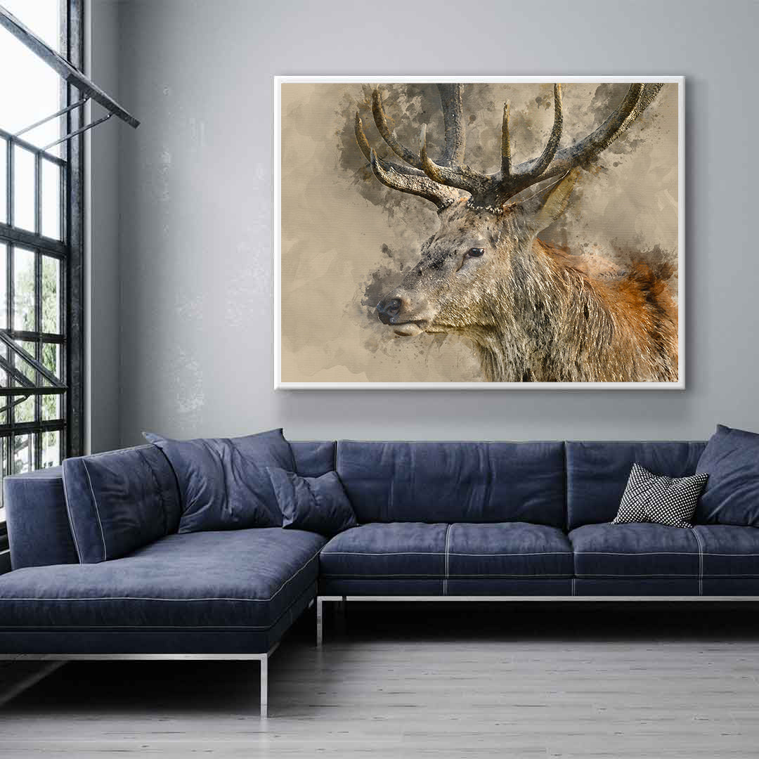 Peinture sur toile - Portrait de cerf