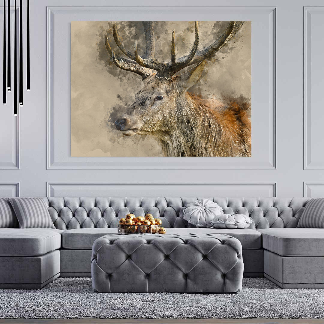 Peinture sur toile - Portrait de cerf