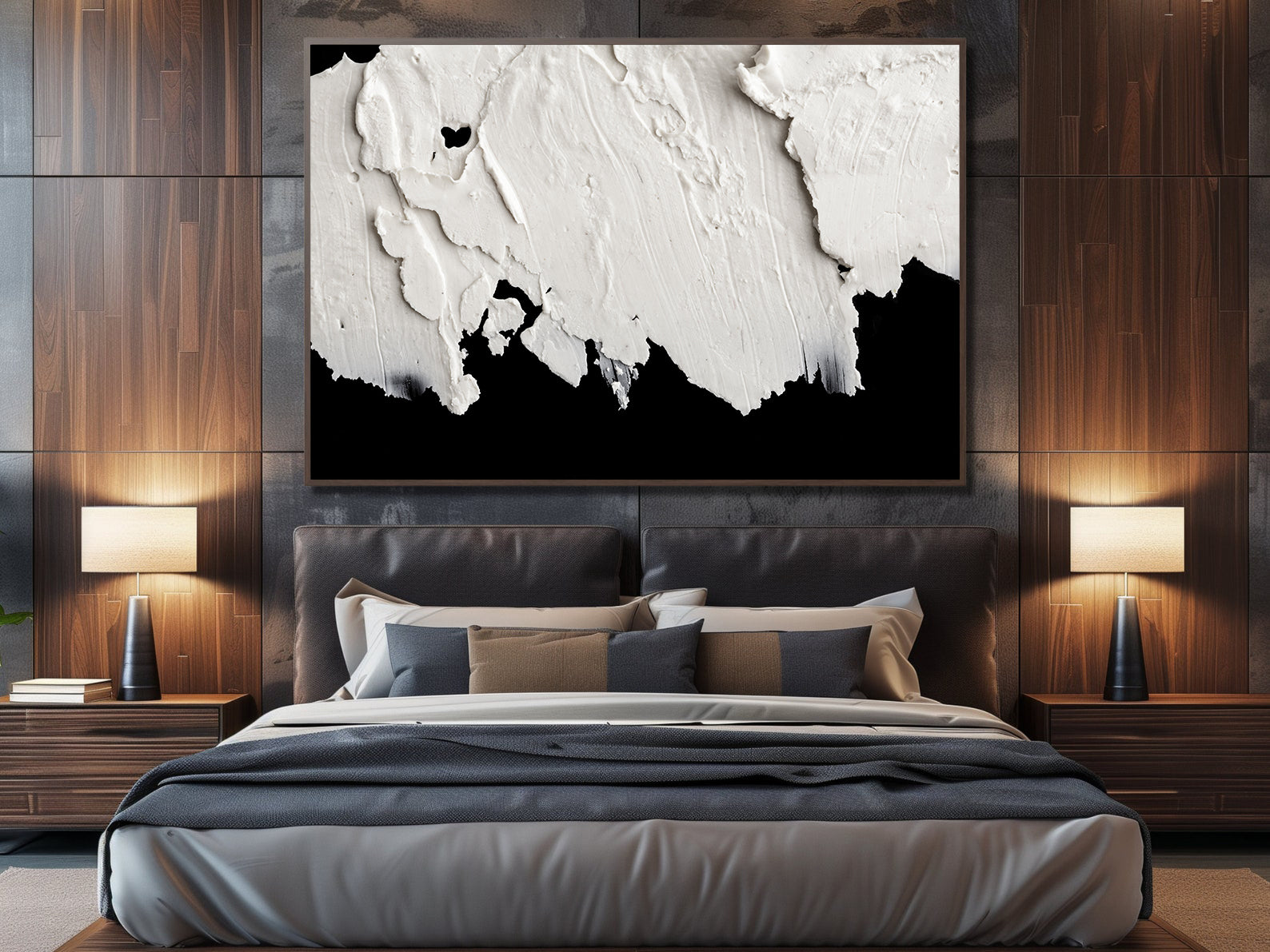 Peinture sur toile - Abstrait en noir et blanc