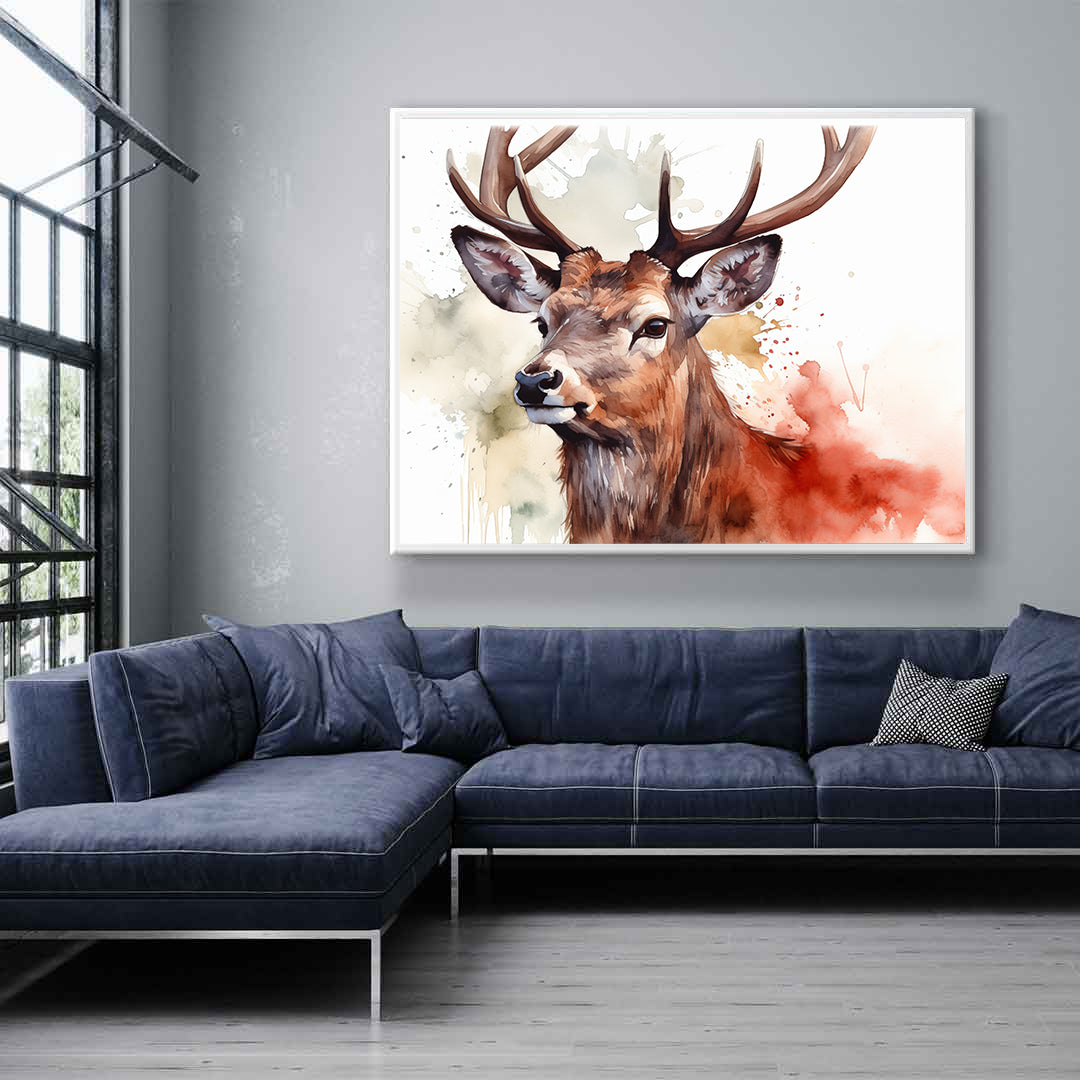 Peinture sur toile - Portrait de cerf