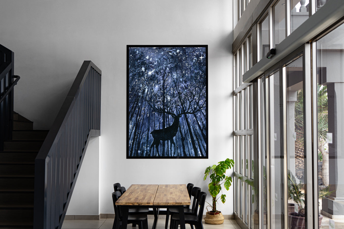 Peinture sur toile - Cerf dans la forêt