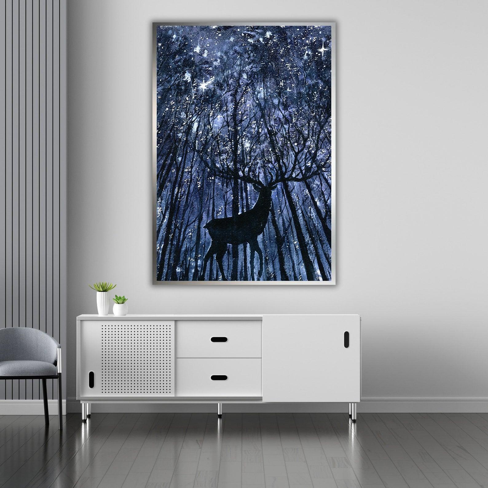 Peinture sur toile - Cerf dans la forêt