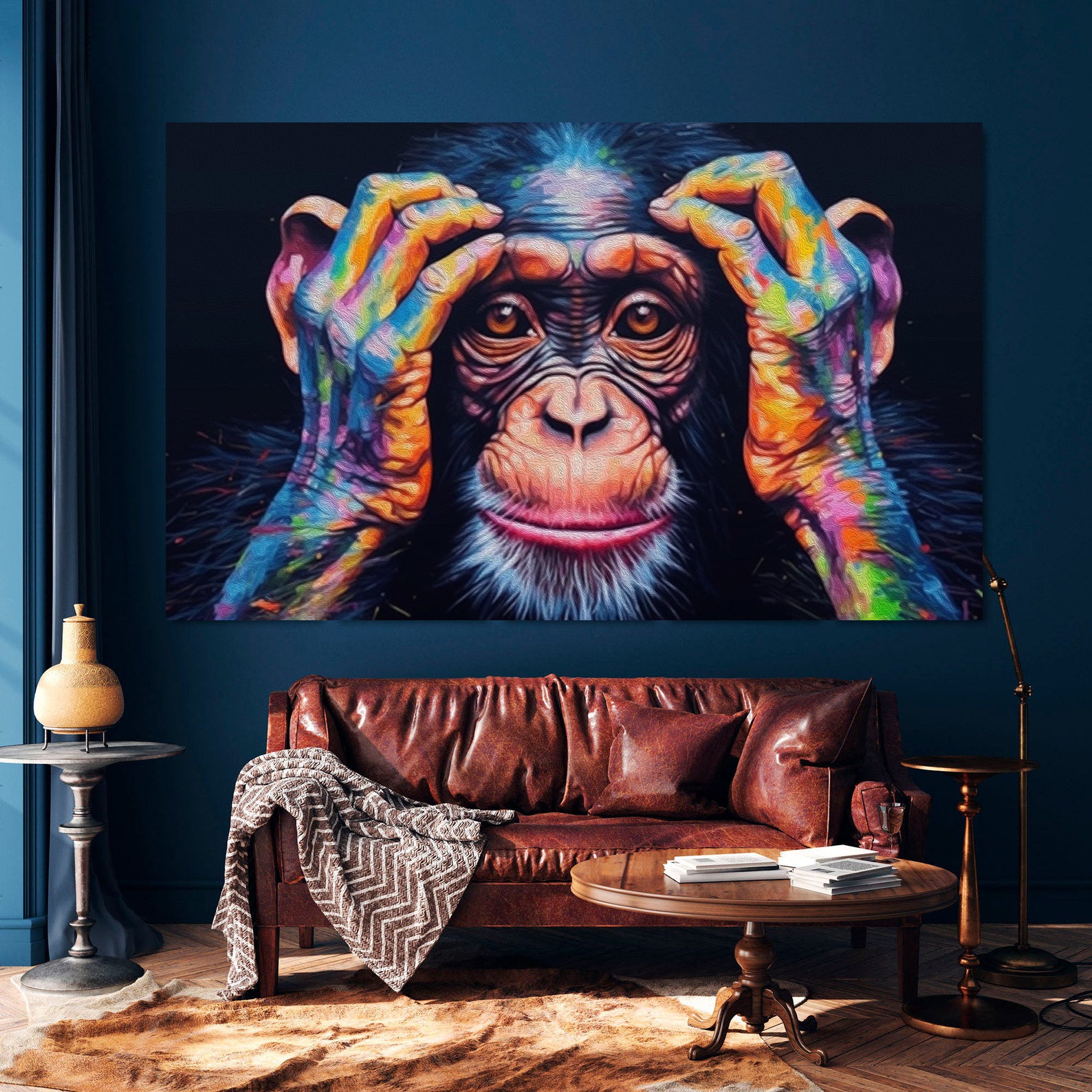 Peinture sur toile - Portrait de singe