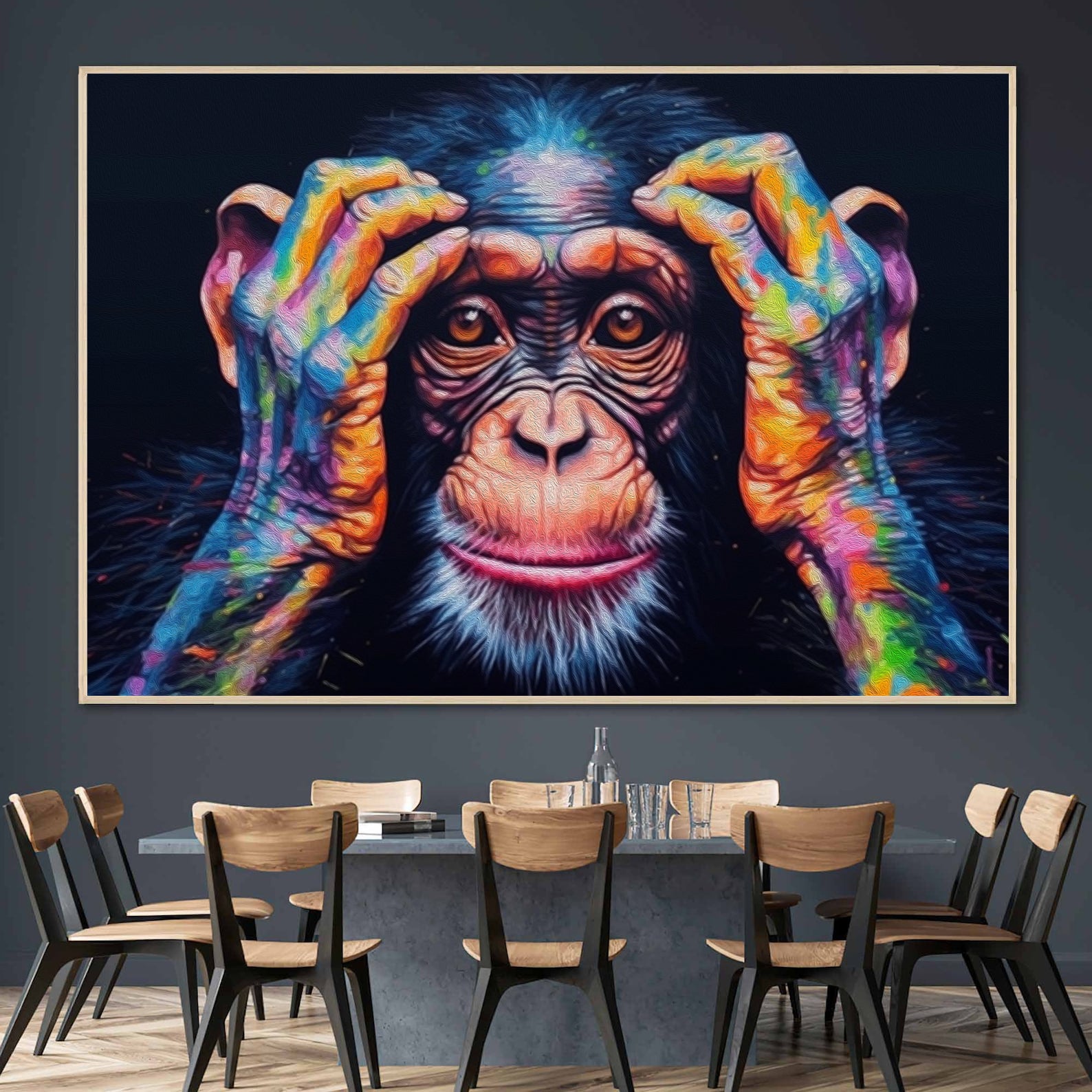 Peinture sur toile - Portrait de singe