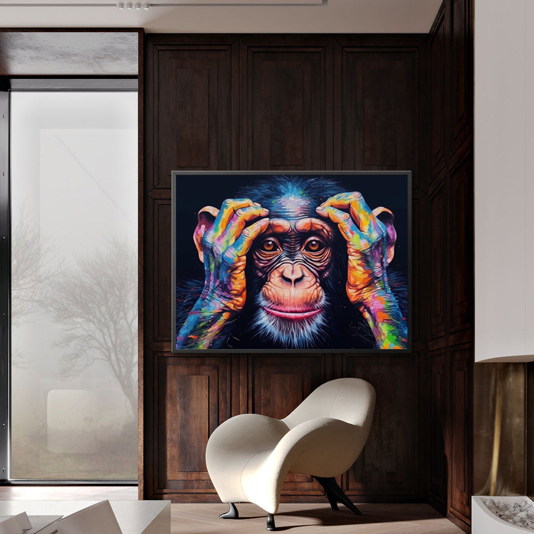 Peinture sur toile - Portrait de singe