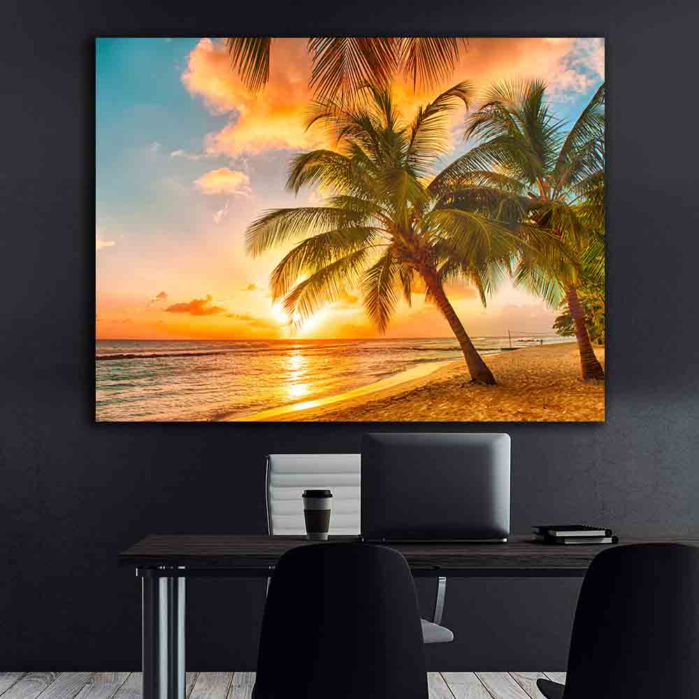 Tablou Canvas - Palmieri tropicali pe plaja