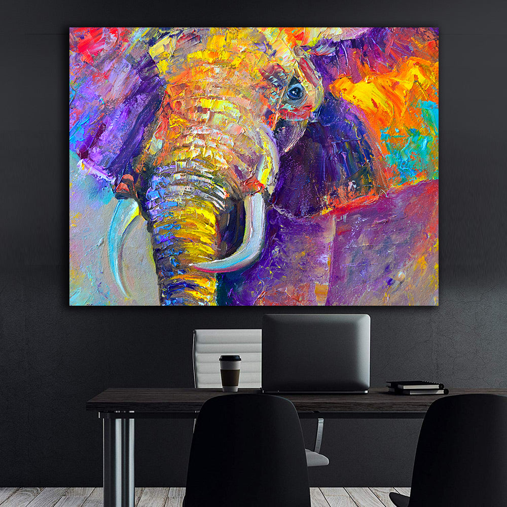 Tableau sur toile - Éléphant multicolore