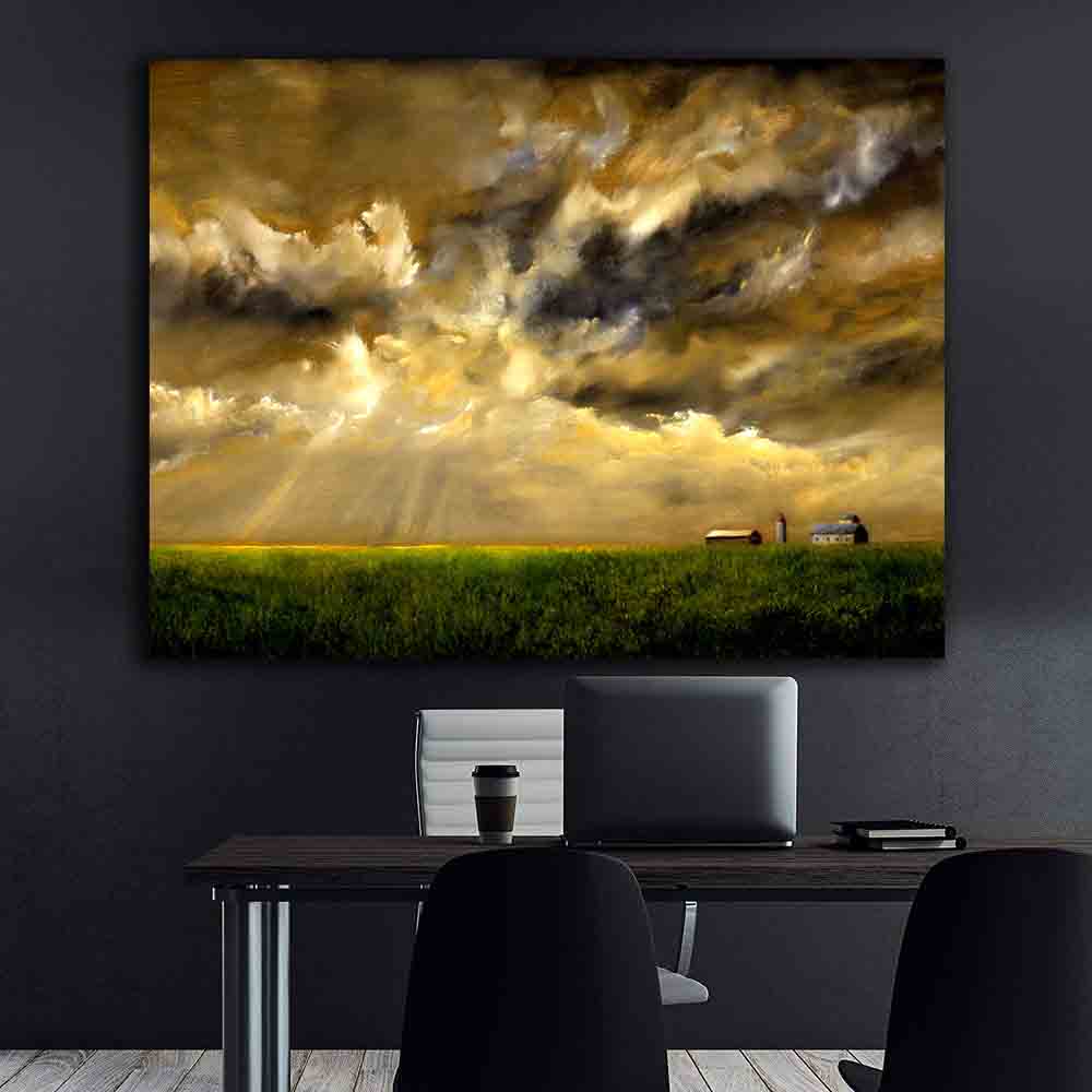 Tablou Canvas - Grainfield with storm