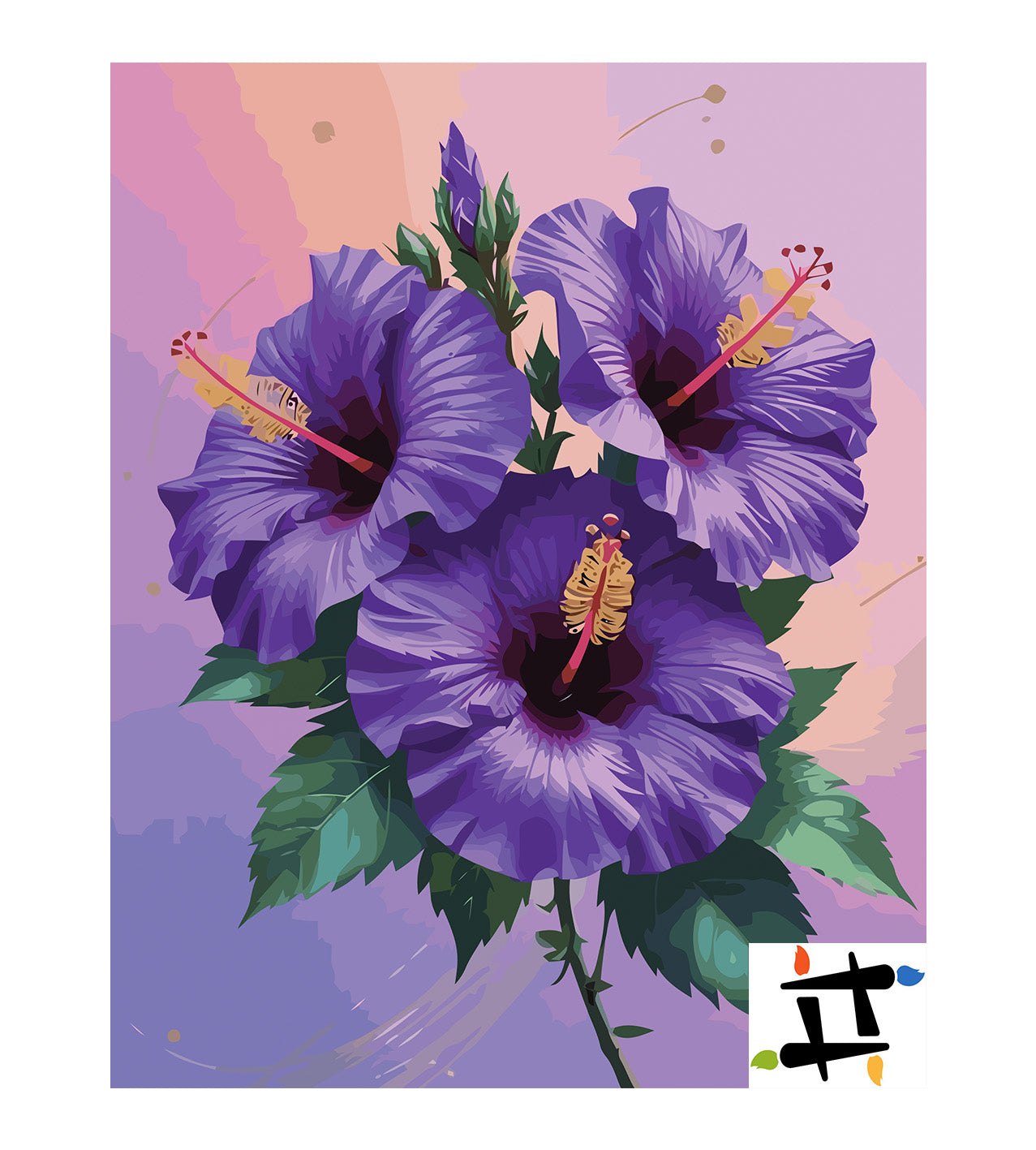 Pictura pe Numere – Trio de hibiscus 7177