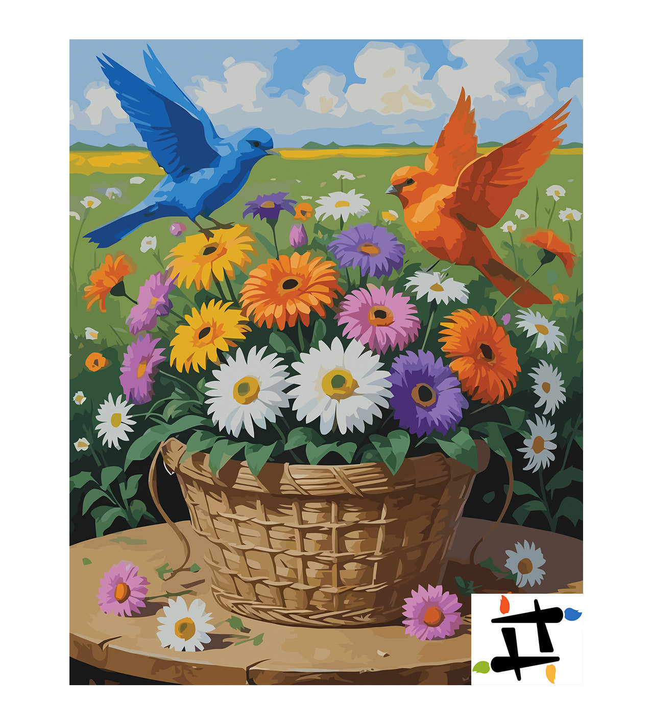 Pictura pe Numere – Gerbera in cos de paie 7009