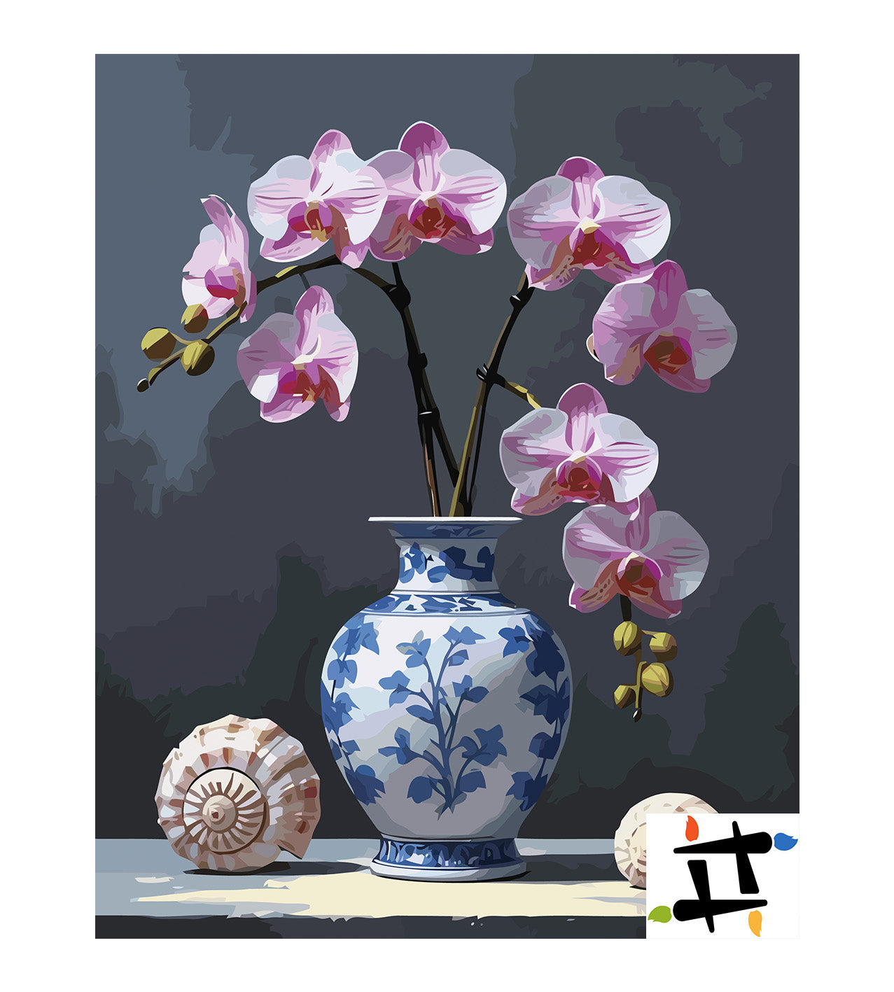 Pictura pe Numere – Orhidee in vaza 6884