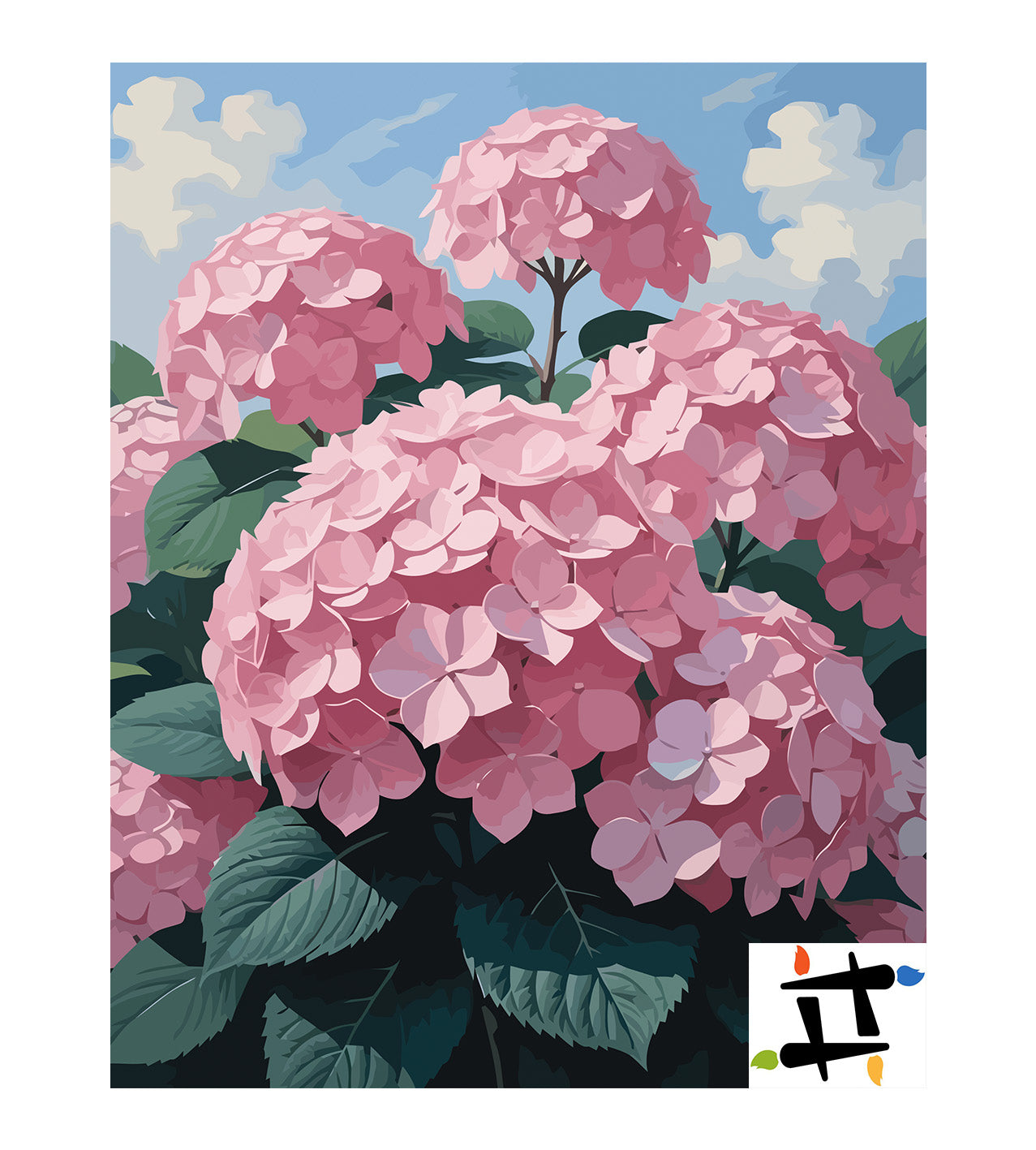 Pictura pe Numere – Hortensii roz 7284
