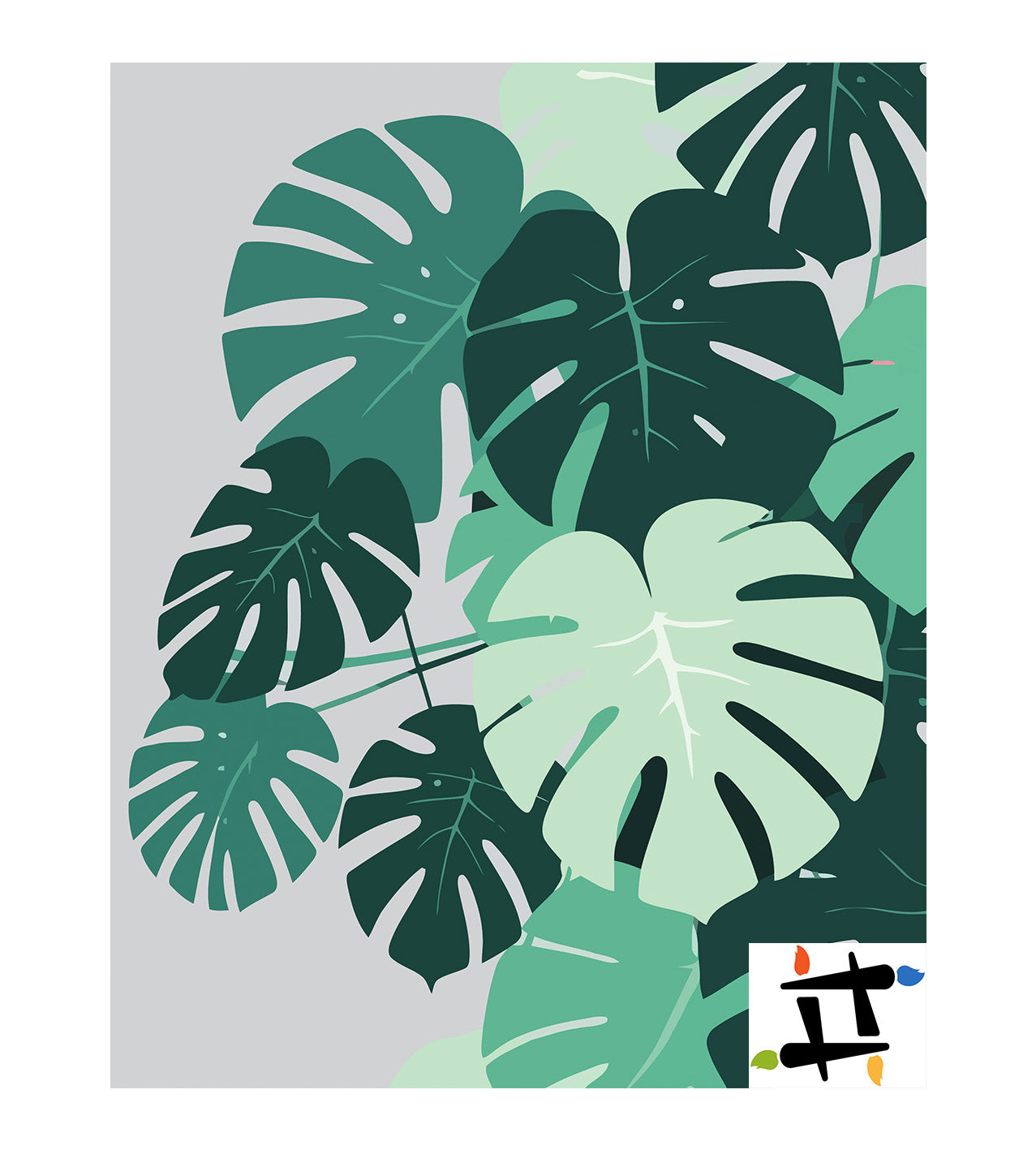 Pictura pe Numere – Monstera in umbre de smarald 7234