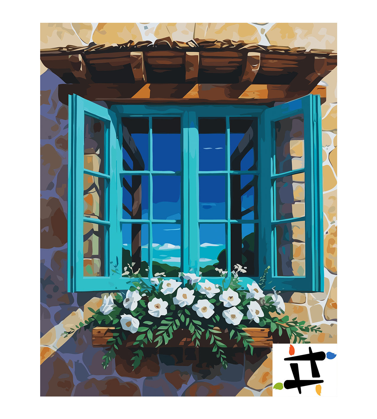 Pictura pe Numere – Fereastra cu flori 7202