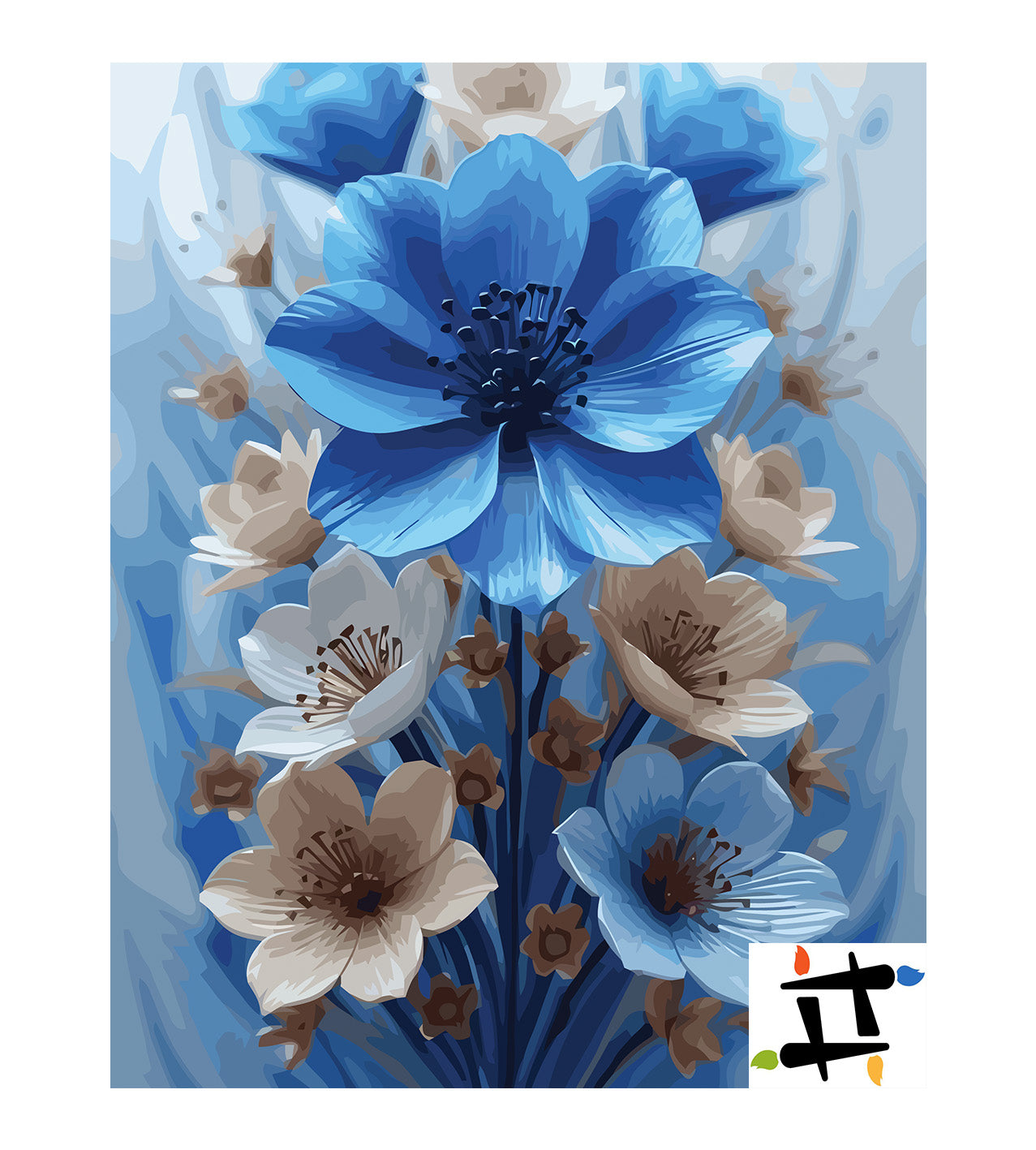 Pictura pe Numere – Flori albastre de camp 6893