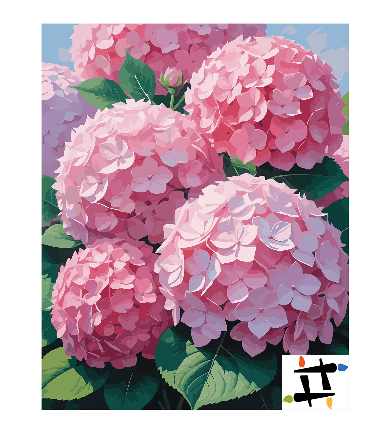 Pictura pe Numere – Imbratisare de hortensii roz 6999
