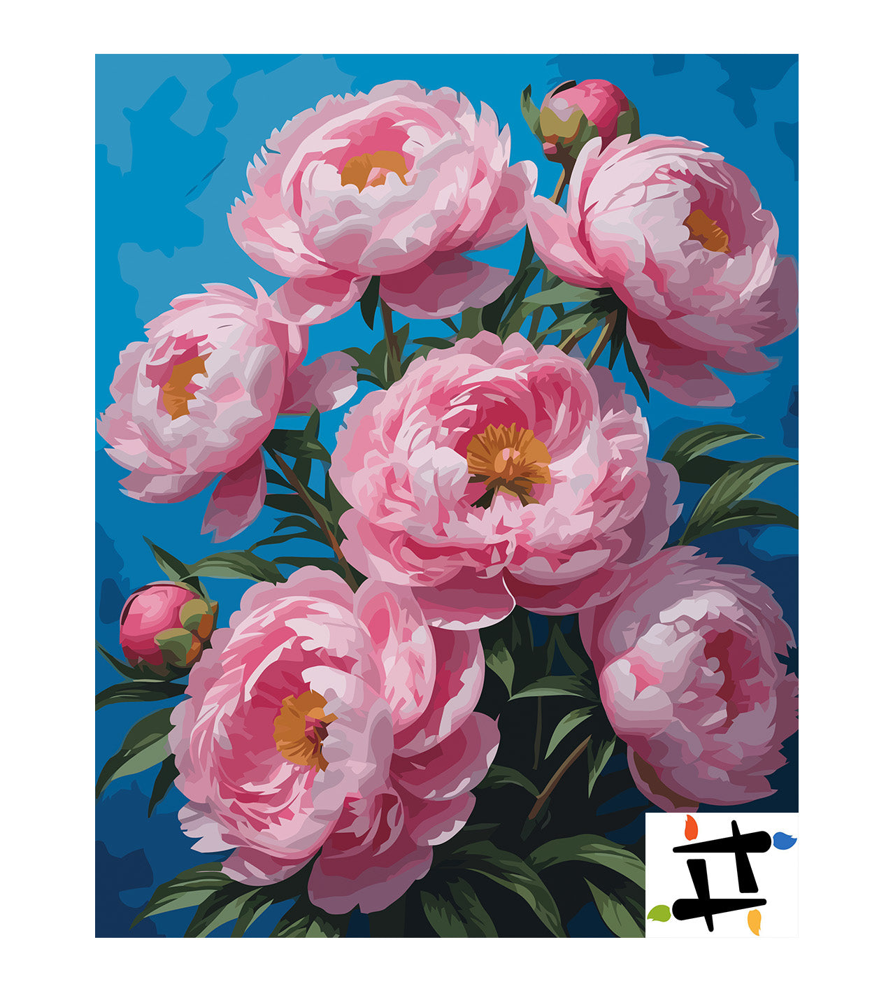 Pictura pe Numere – Bujori roz 6895