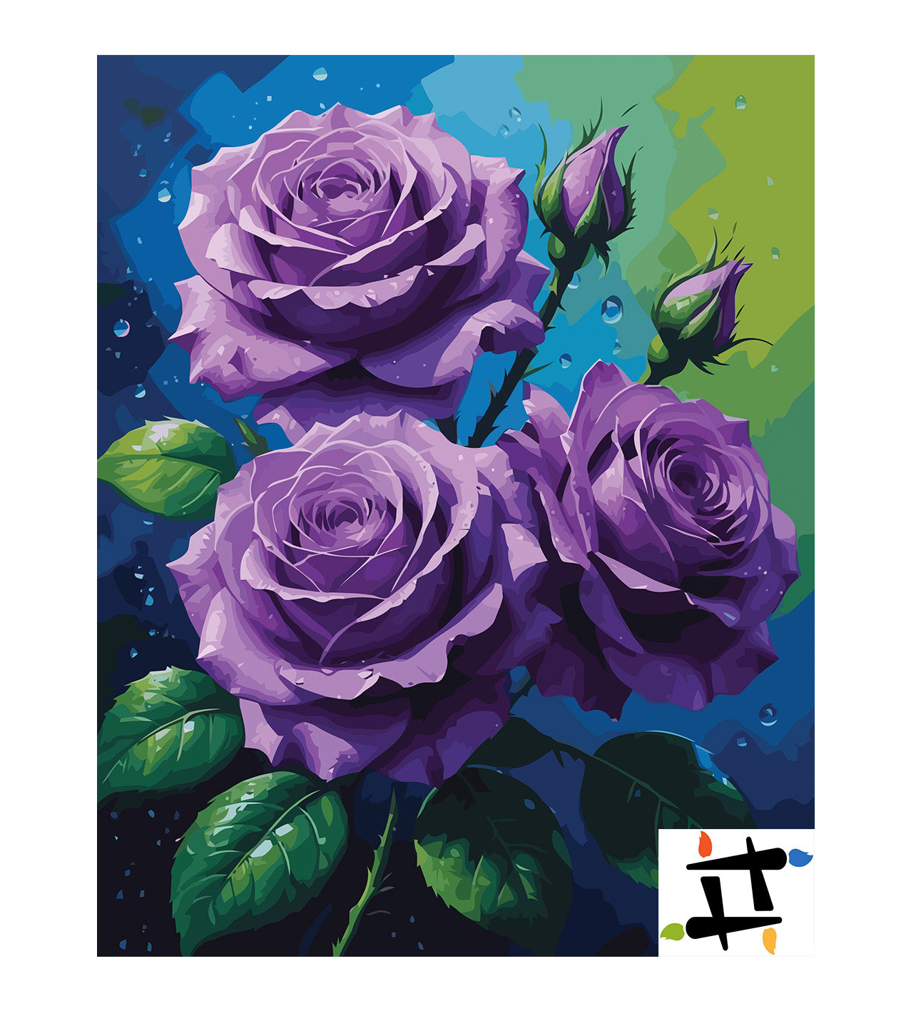 Pictura pe Numere – Trandafiri violet 7115
