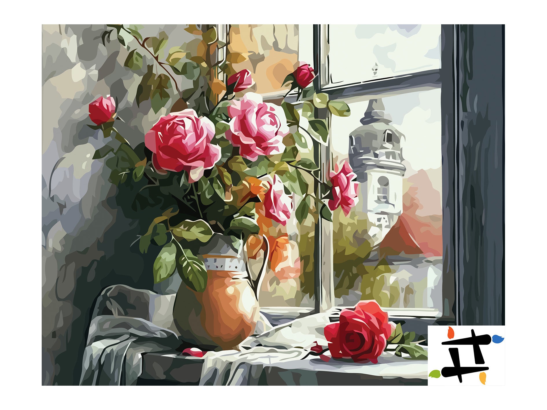 Pictura pe Numere – Trandafiri in glastra 7301