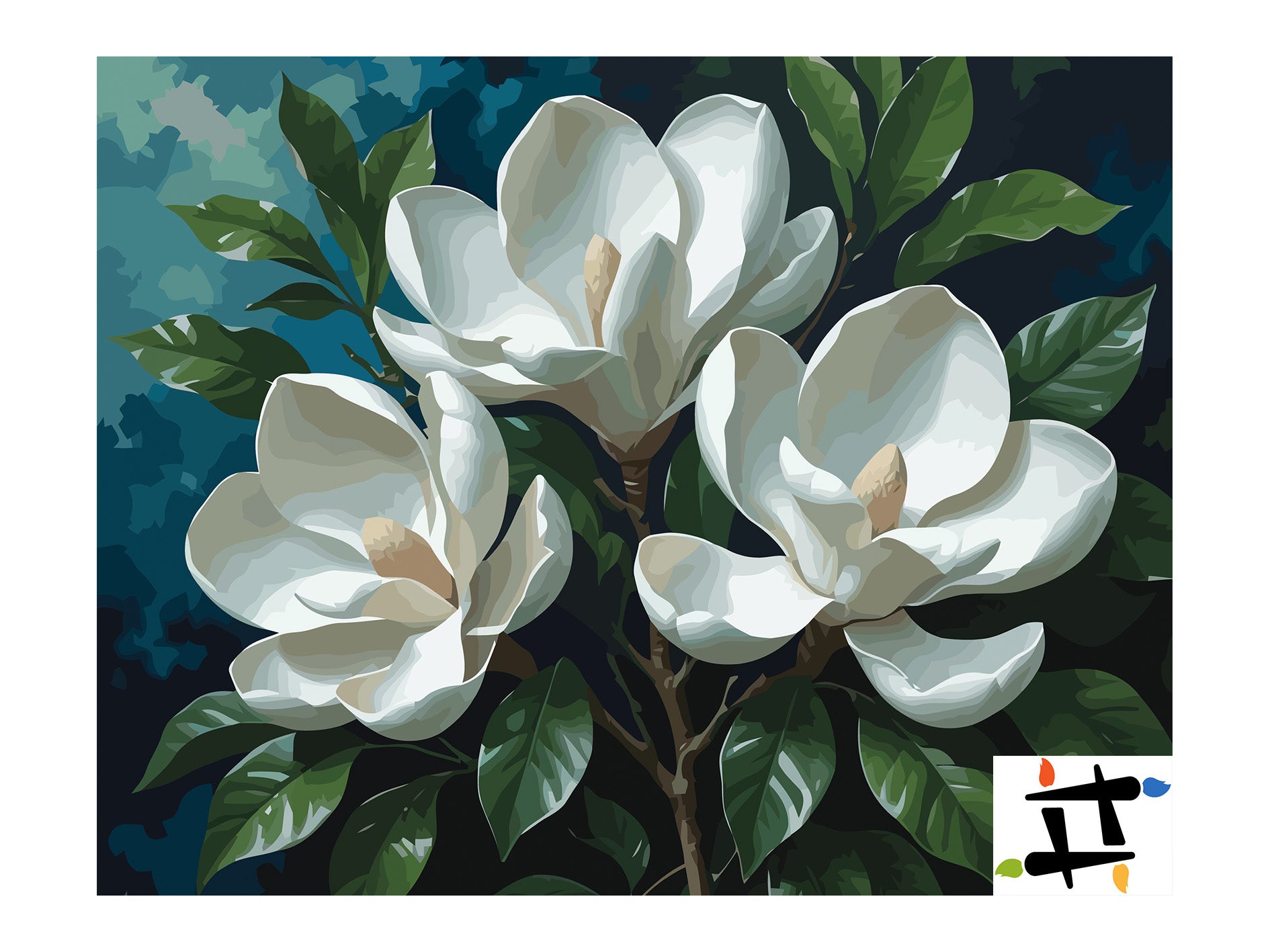 Pictura pe Numere – Eleganta magnoliilor albe 6984
