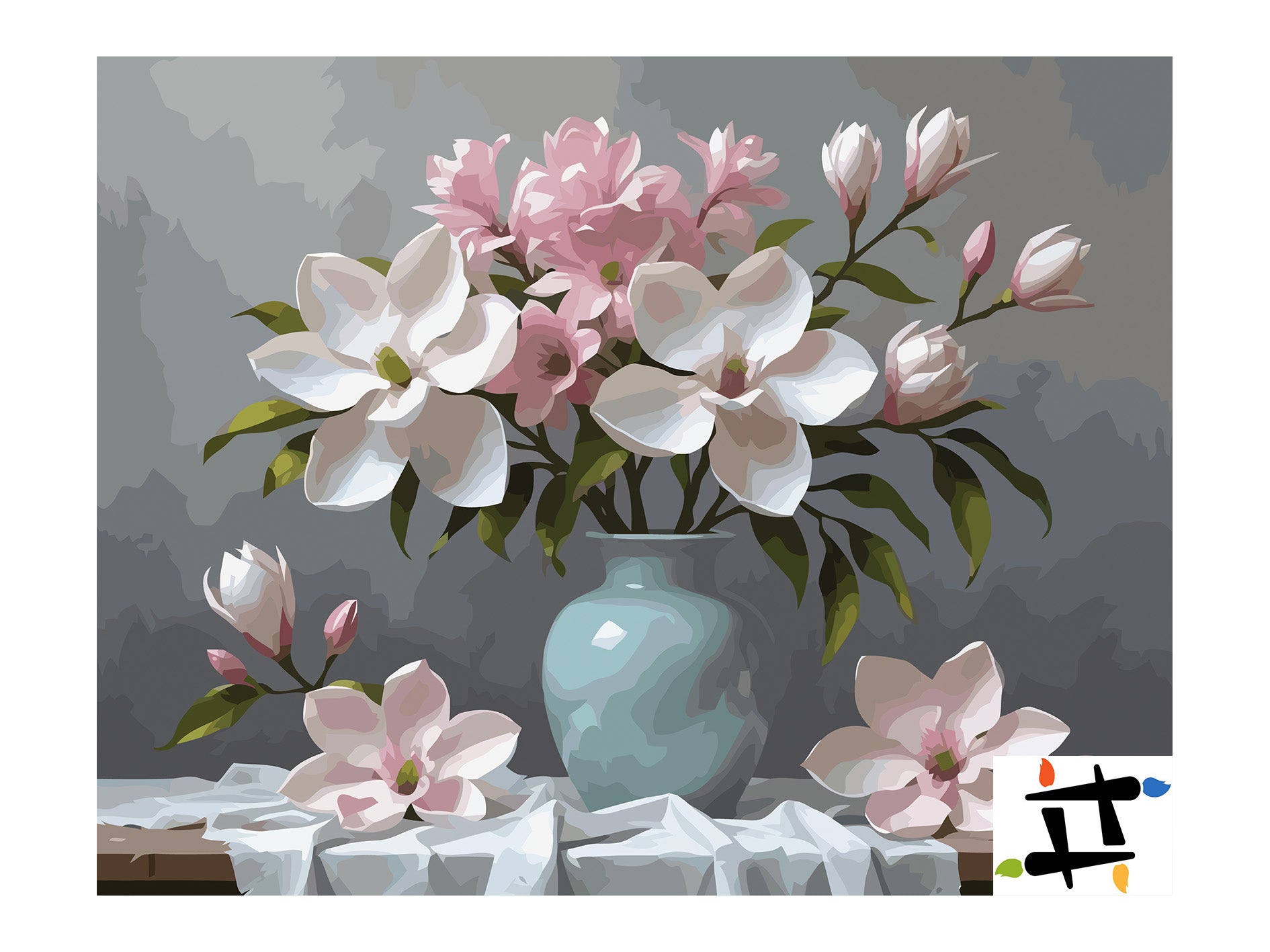 Pictura pe Numere – Magnolii in portelan 7173