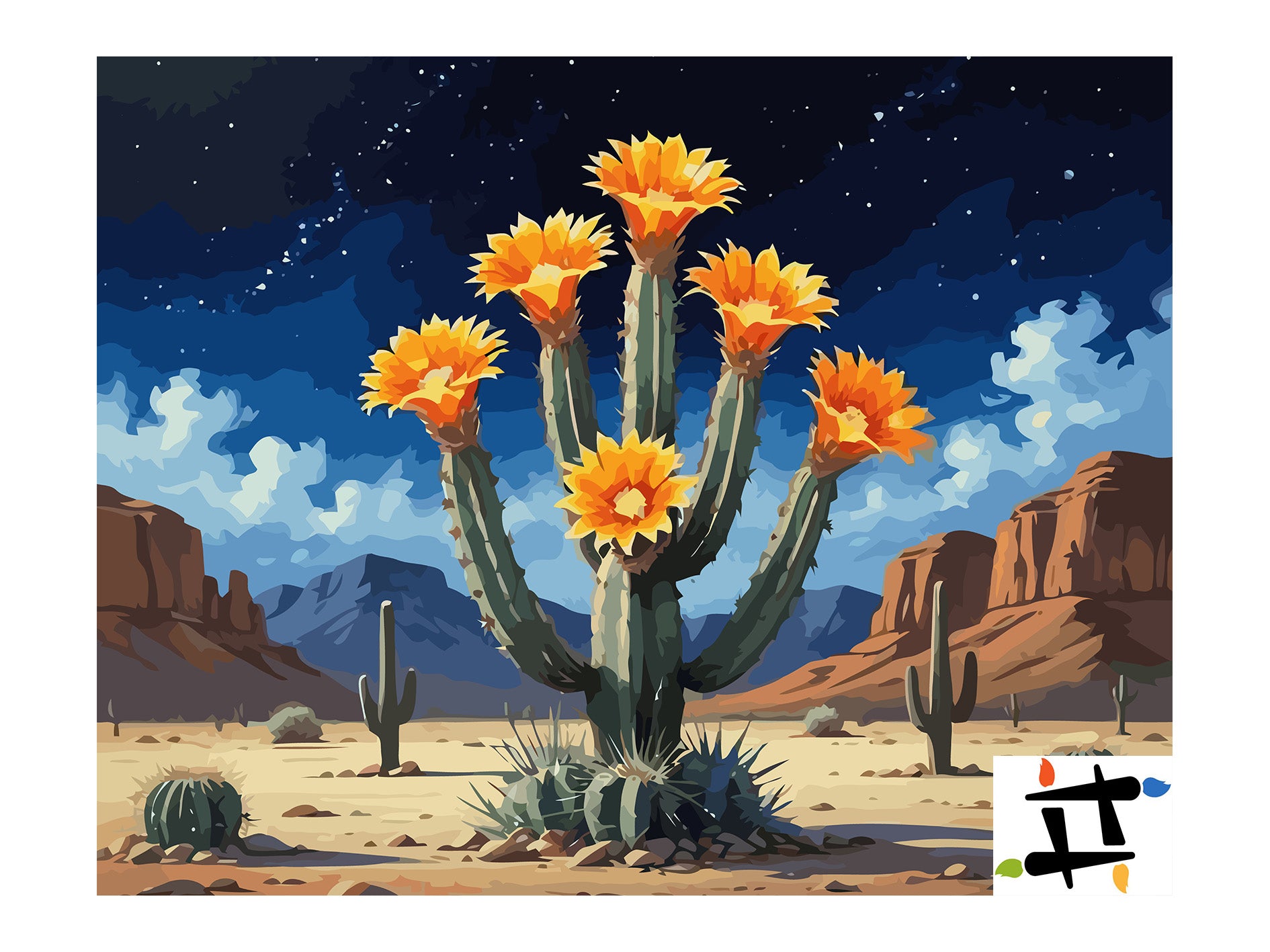 Pictura pe Numere – Cactus sub stele 6835