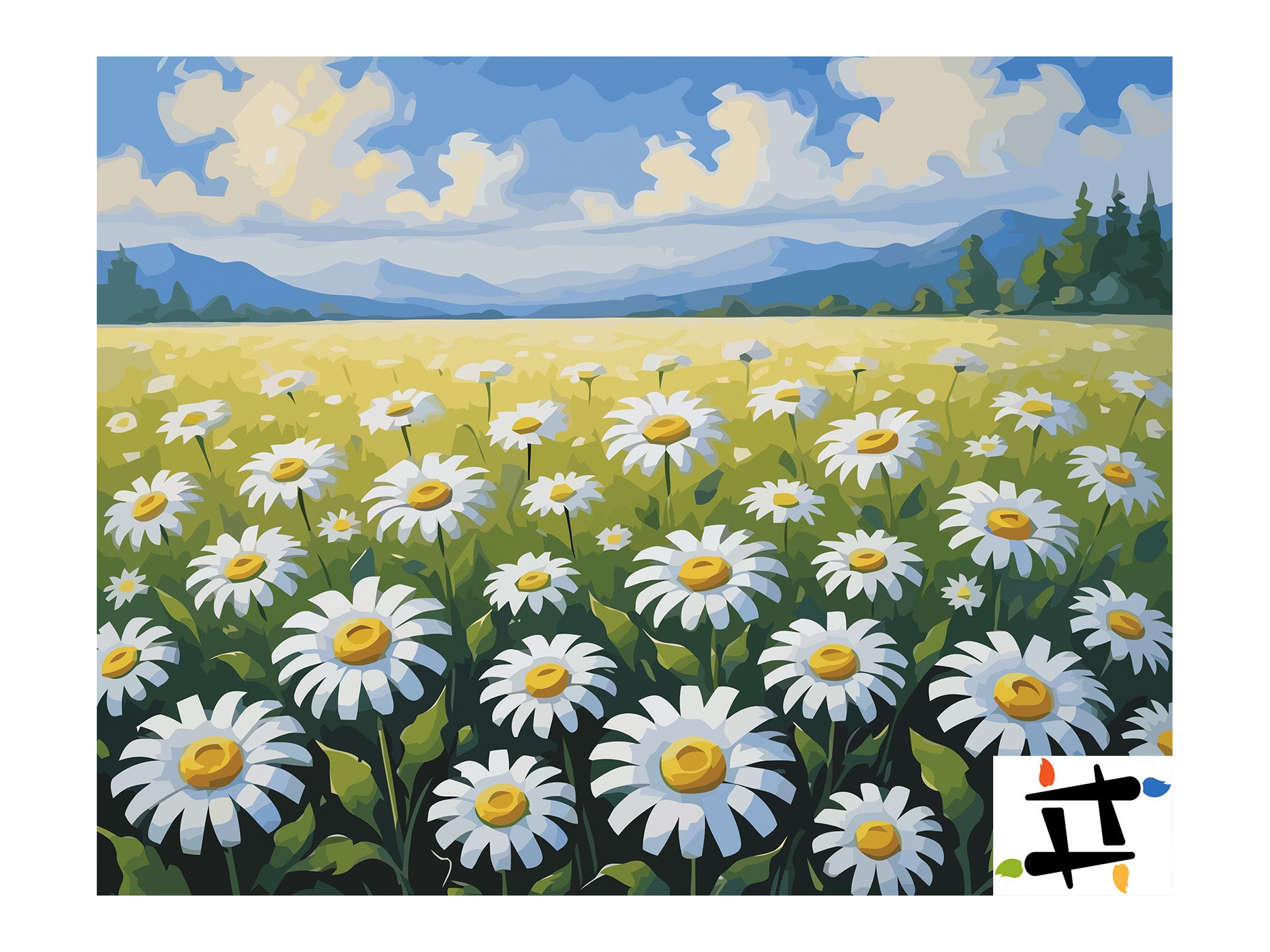 Pictura pe Numere – Orizont cu margarete 7213