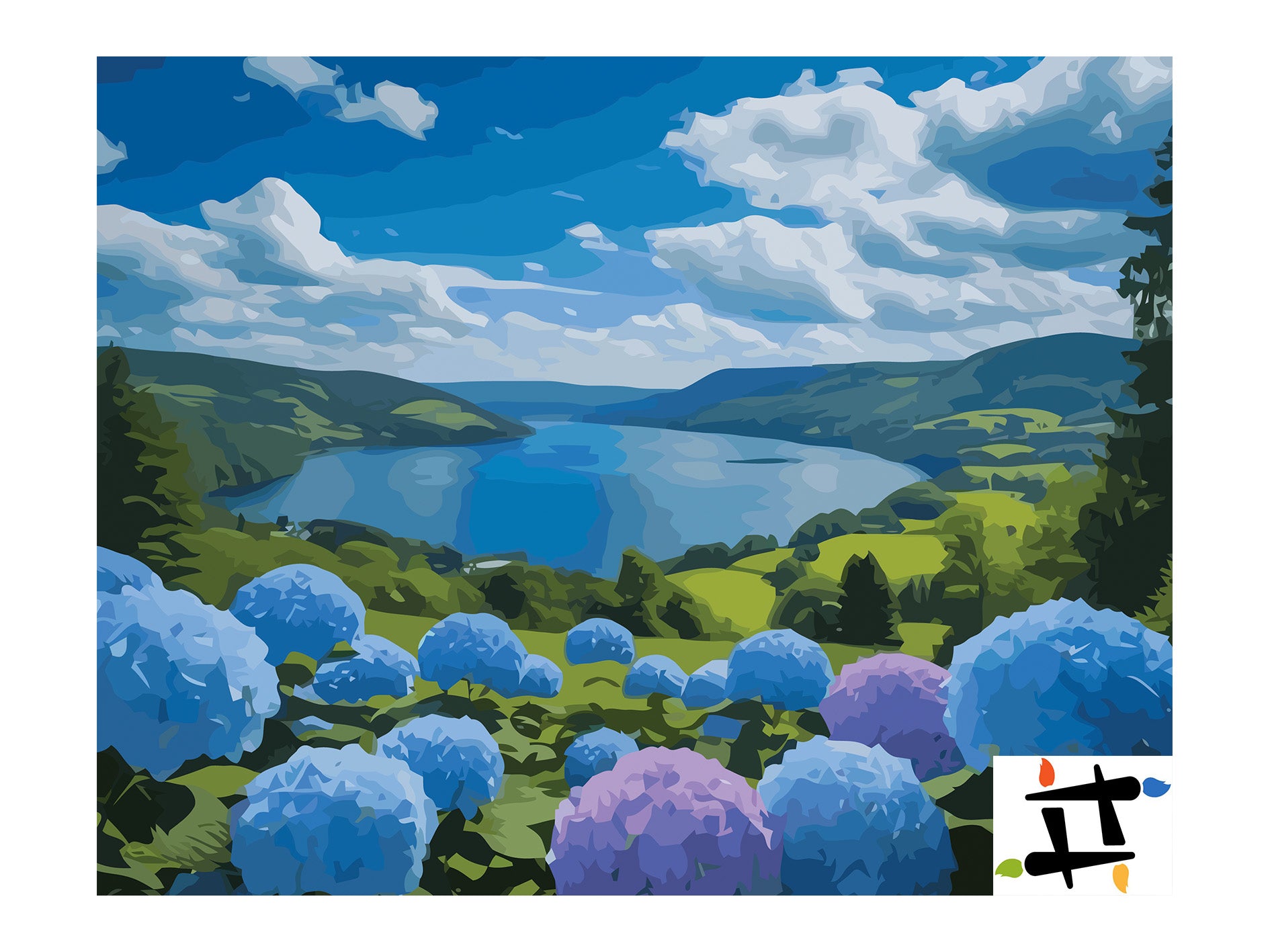 Pictura pe Numere – Oglindirea hortensiilor 7080