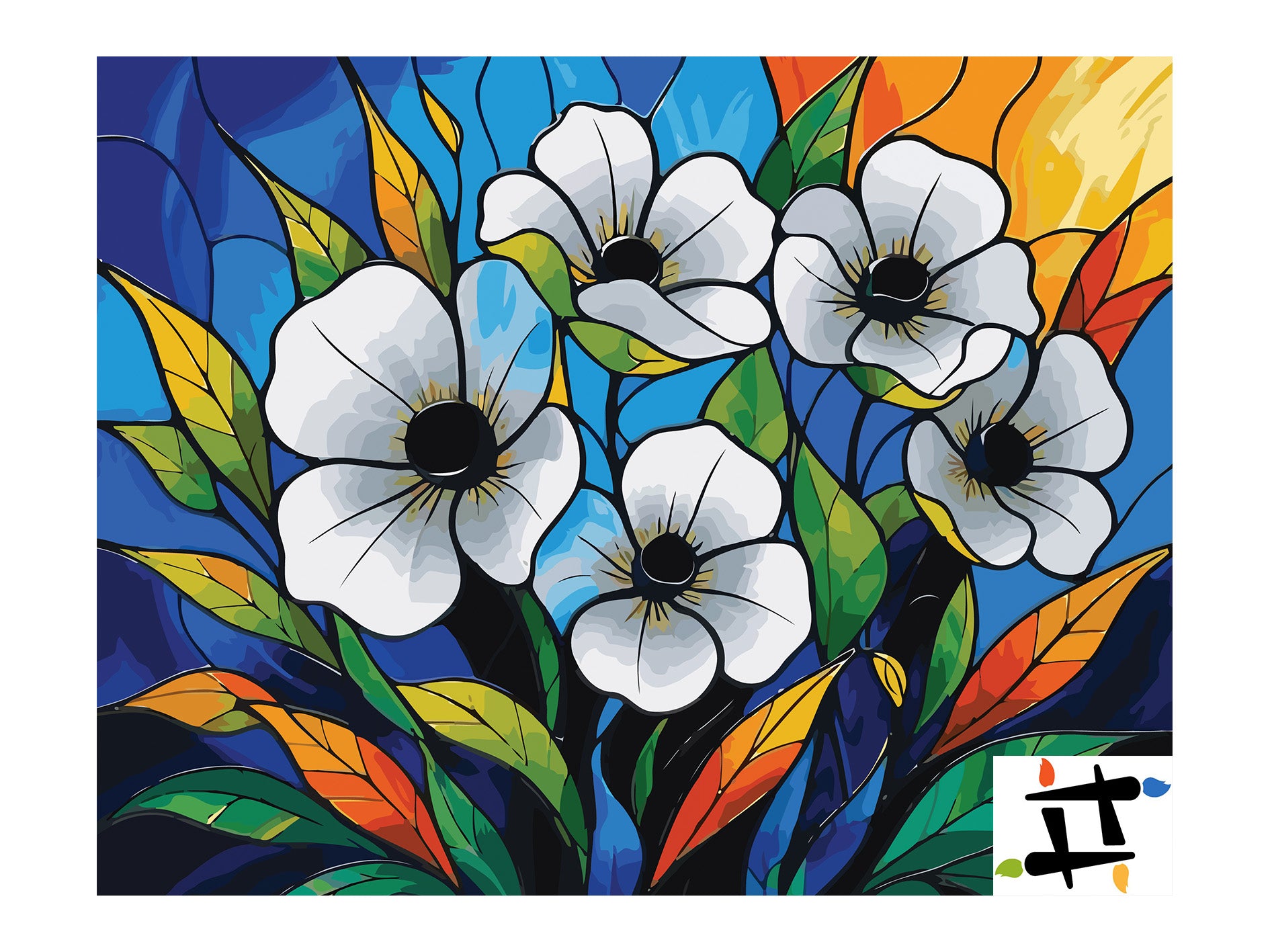 Pictura pe Numere – Anemone in vitraliul noptii 7231