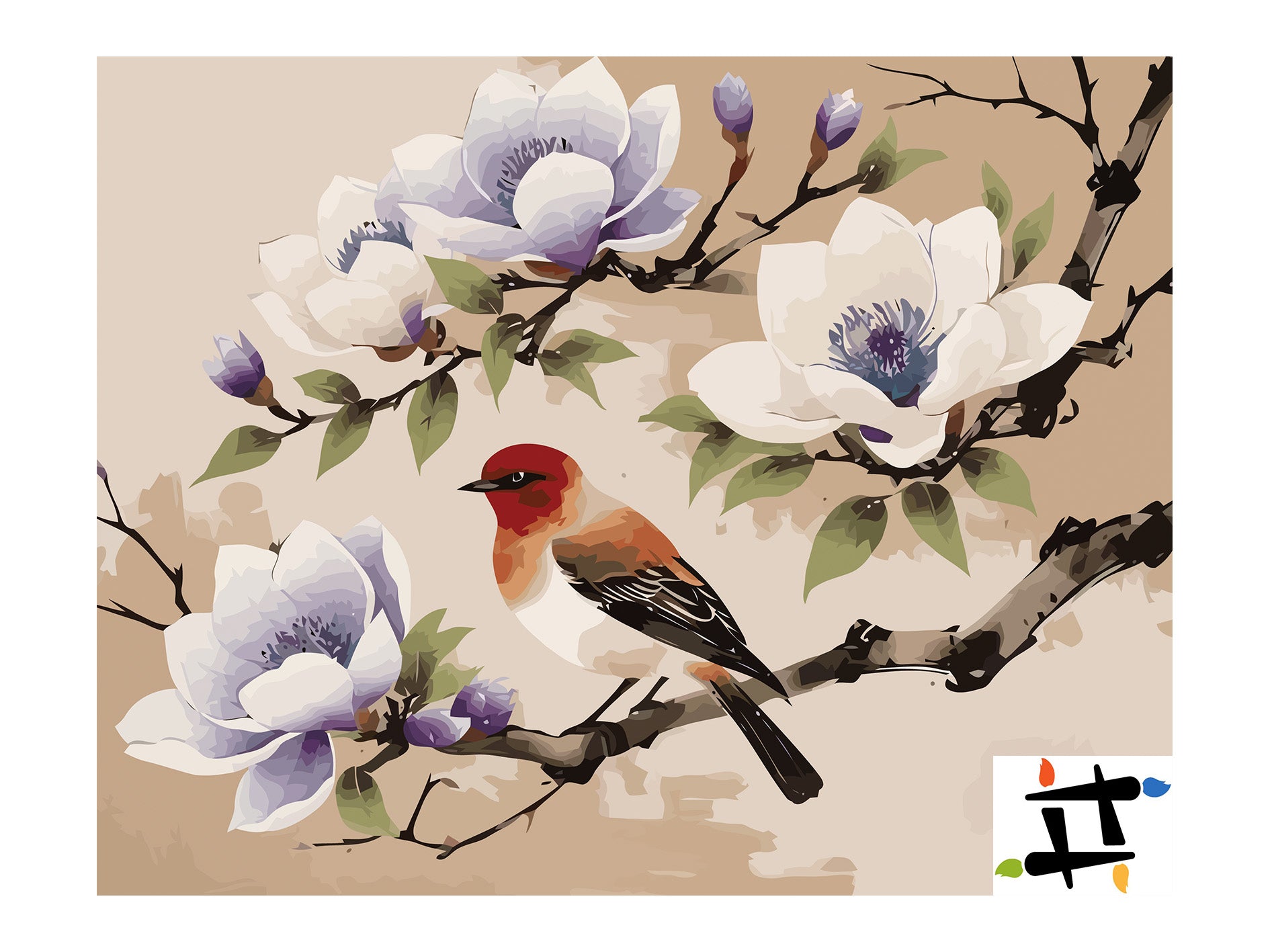 Pictura pe Numere – Pasare si magnolii 7275