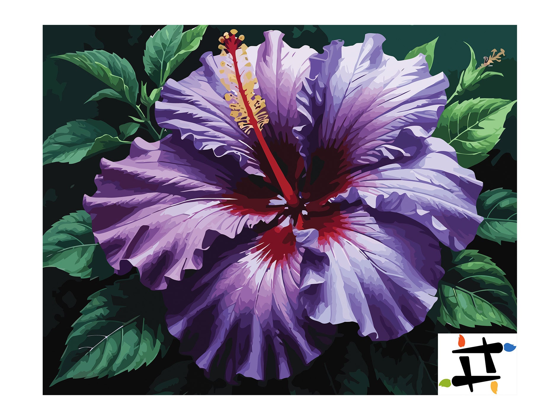 Pictura pe Numere – Hibiscus violet 7274
