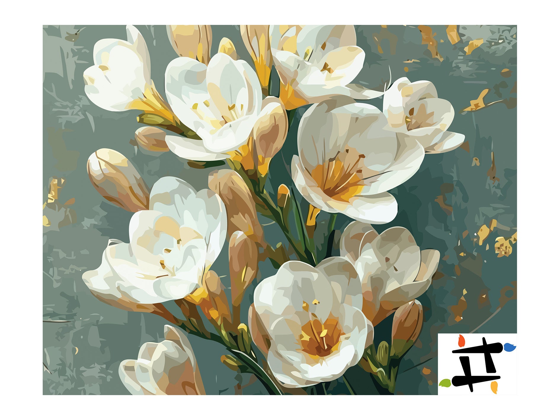 Pictura pe Numere – Frezii albe 7298