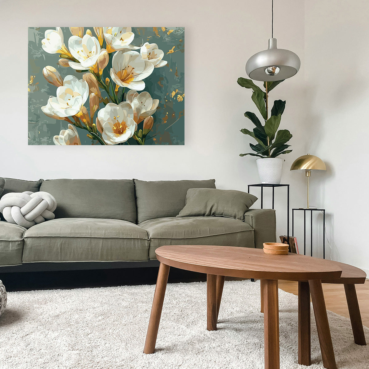 Pictura pe Numere – Frezii albe 7298
