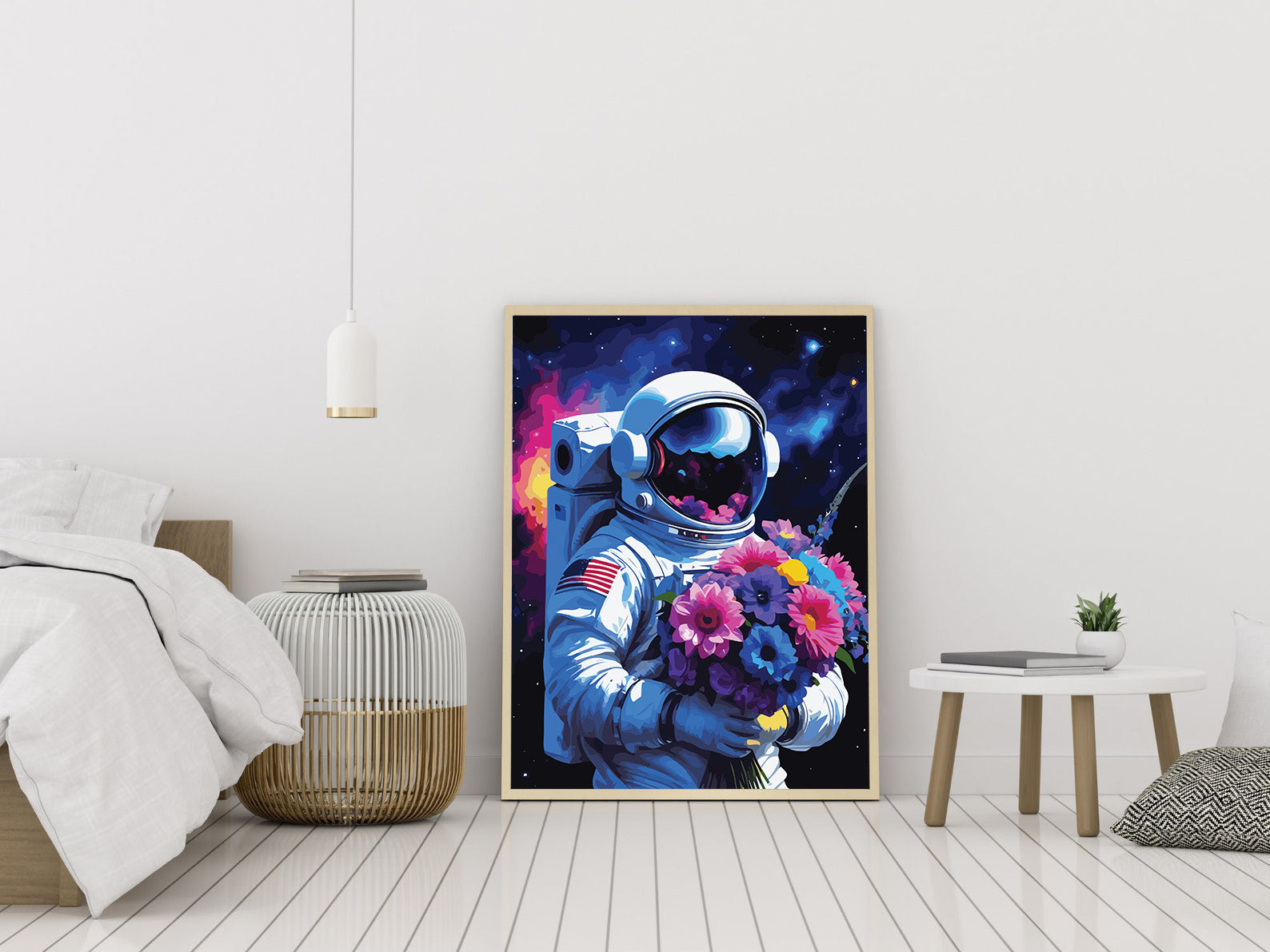 Pictura pe Numere – Astronaut cu flori 6899